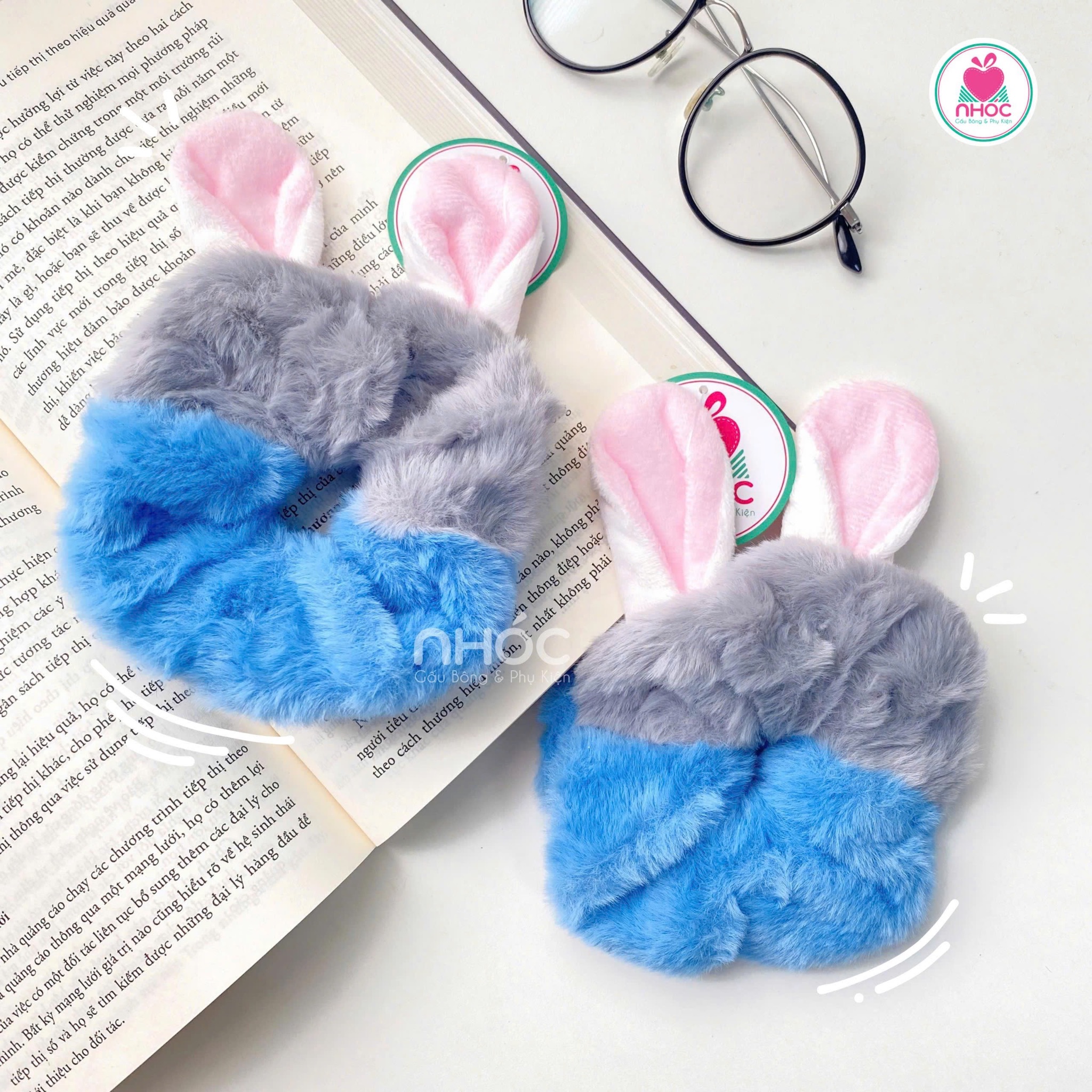Cột tóc kiểu tai thỏ lông xù - Xám - 013525