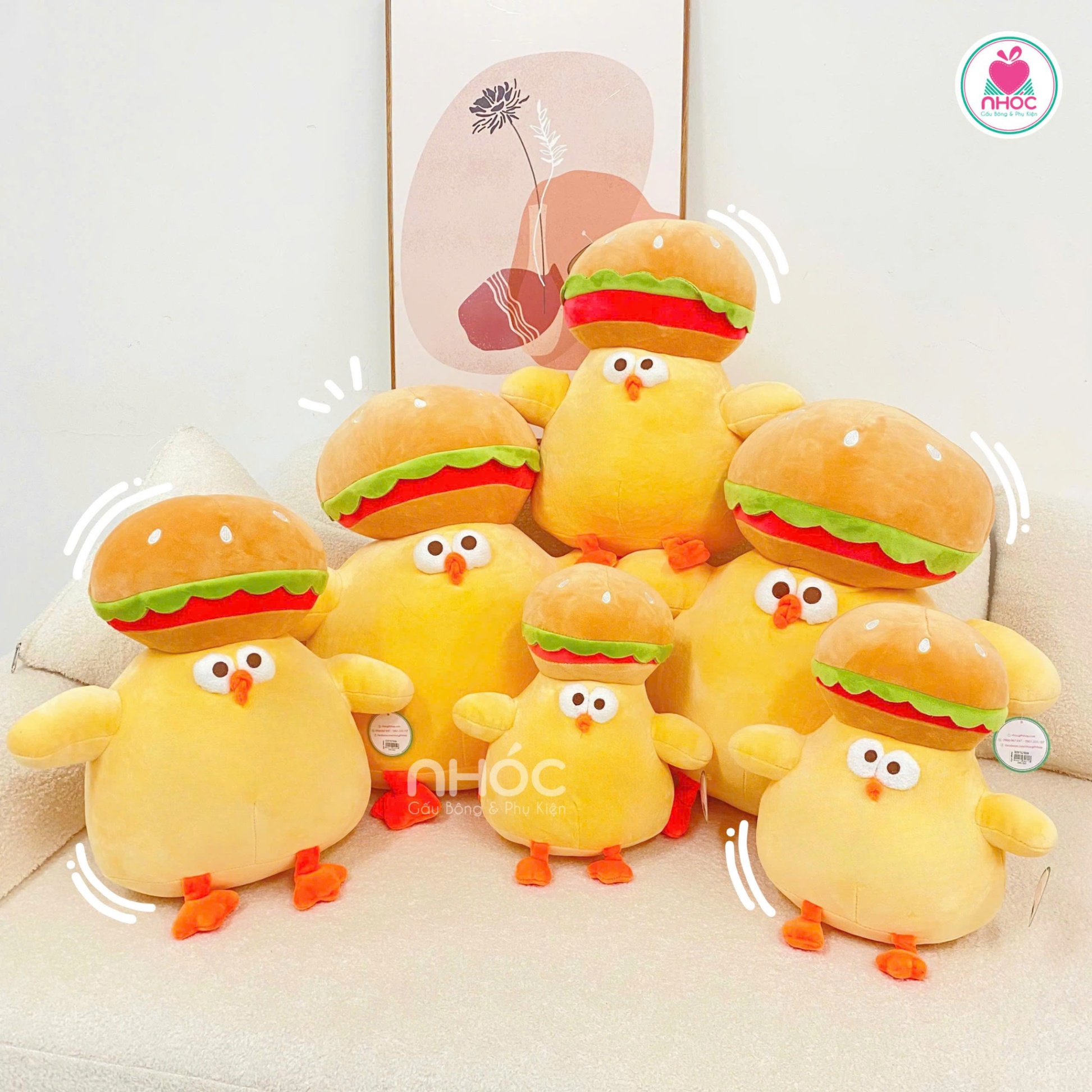 Thú bông Gà ú Hamburger lông mịn