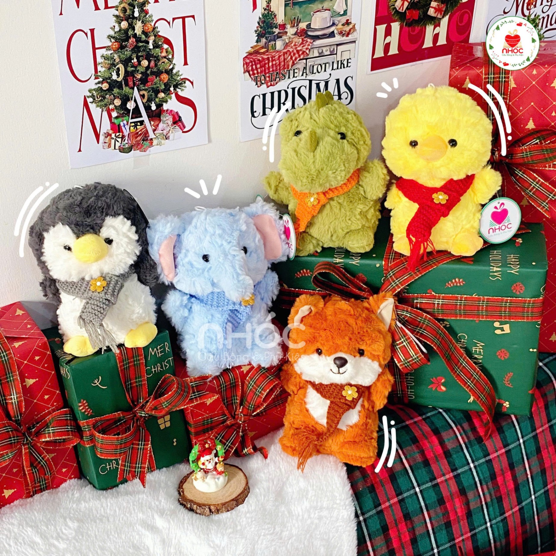 Thú bông nhỏ Gấu choàng khăn lông xoắn