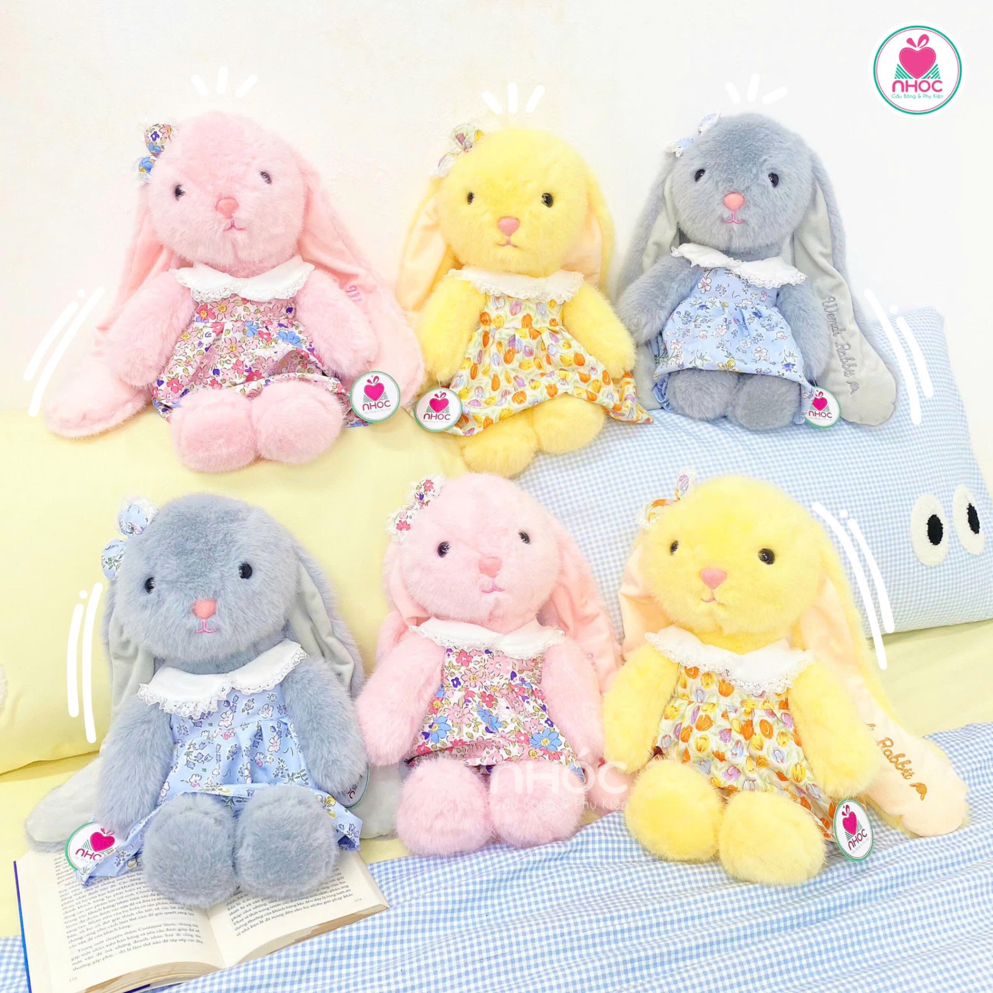 Thú bông Thỏ Bunny Wendi mặc đầm hoa lông xù
