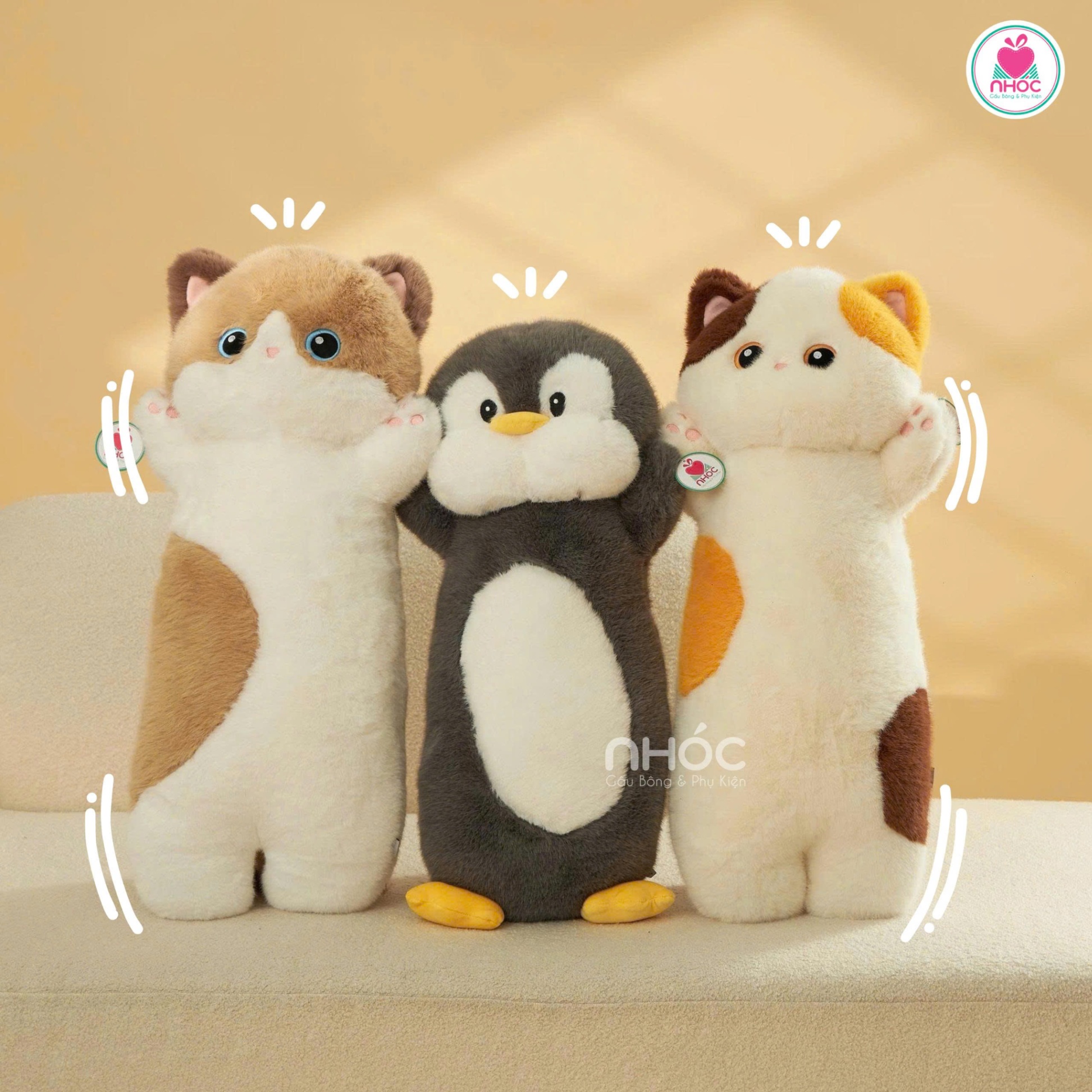 Gối ôm thú lông xù đứng