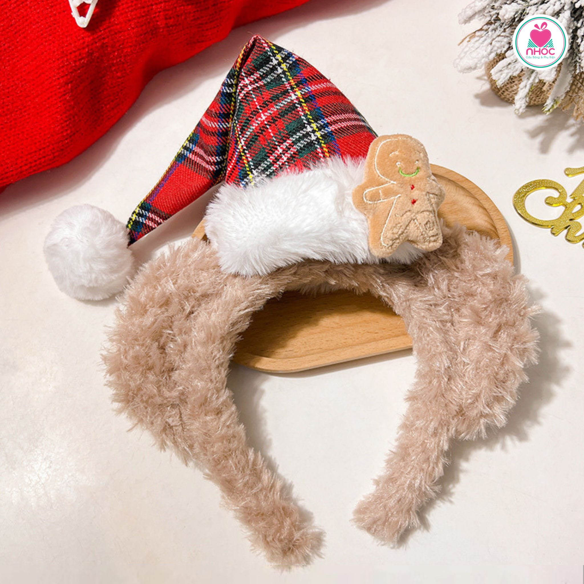 Cài tóc Noel kiểu tai gấu đội nón - 6025