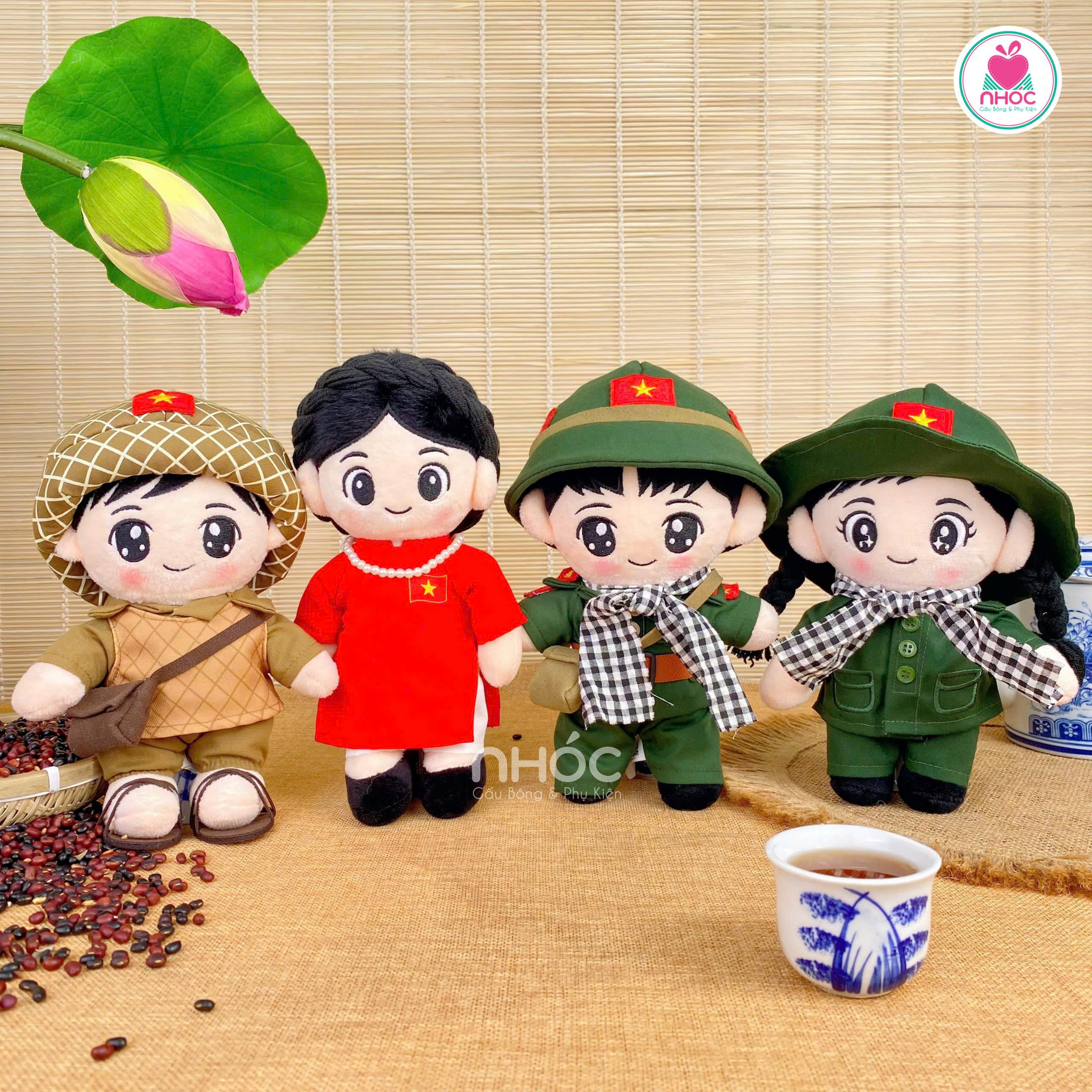 Combo Gấu yêu nước Chú Bộ Đội, Thanh niên xung phong, Vệ Quốc Quân & Hậu Phương - Đỏ - 20100025