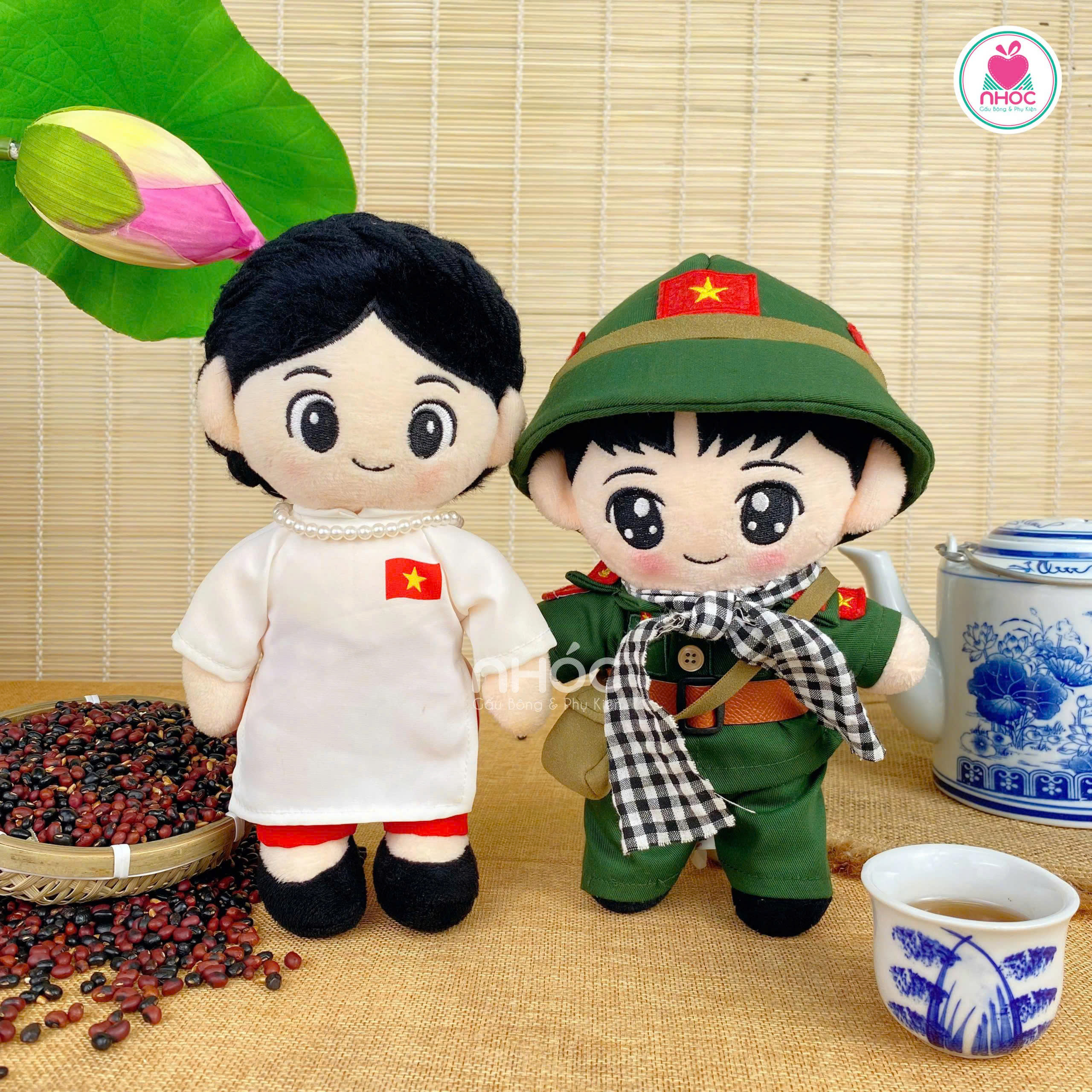 Combo Gấu yêu nước Chú bộ đội & Hậu phương - Trắng - 2047025