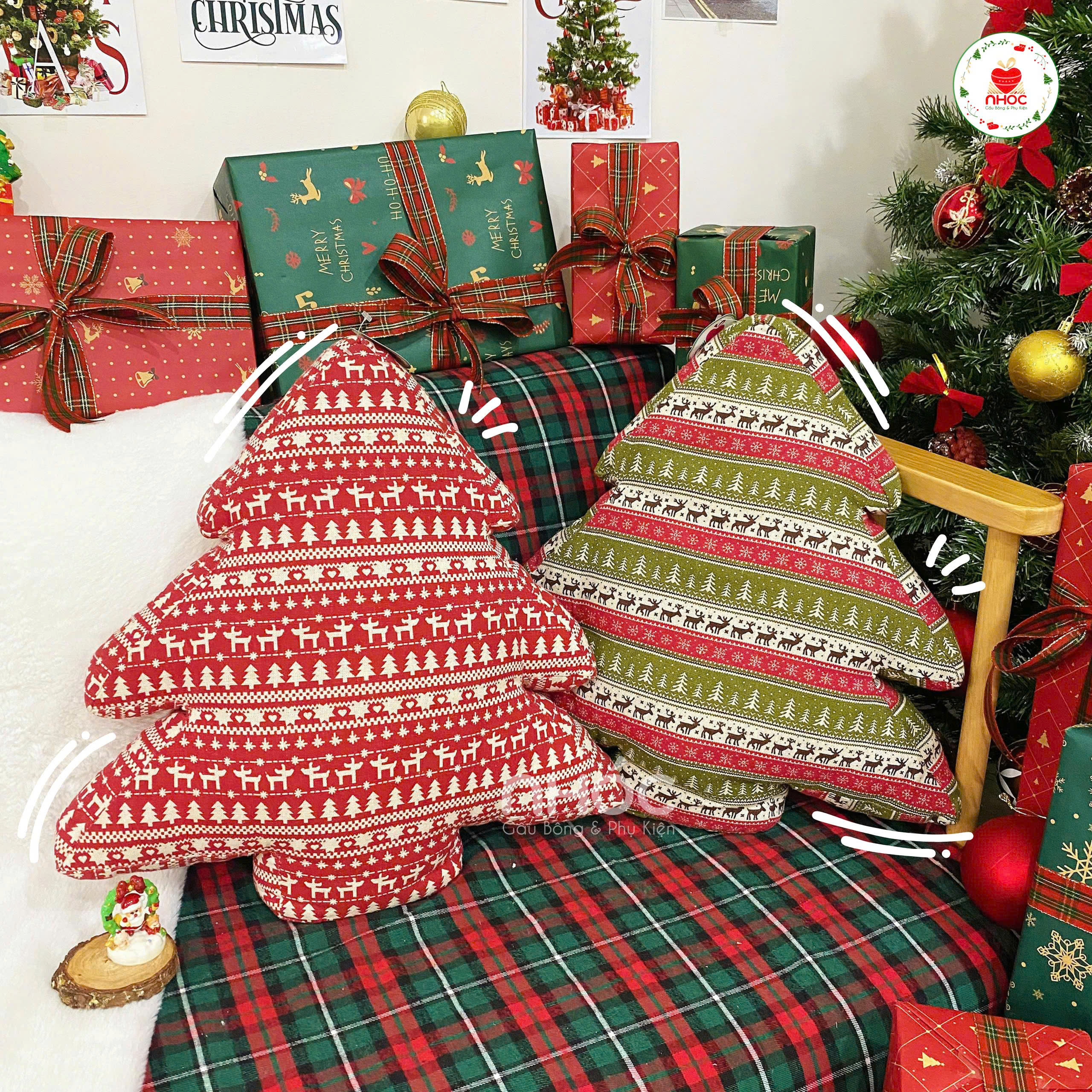 Gối bông noel cây thông