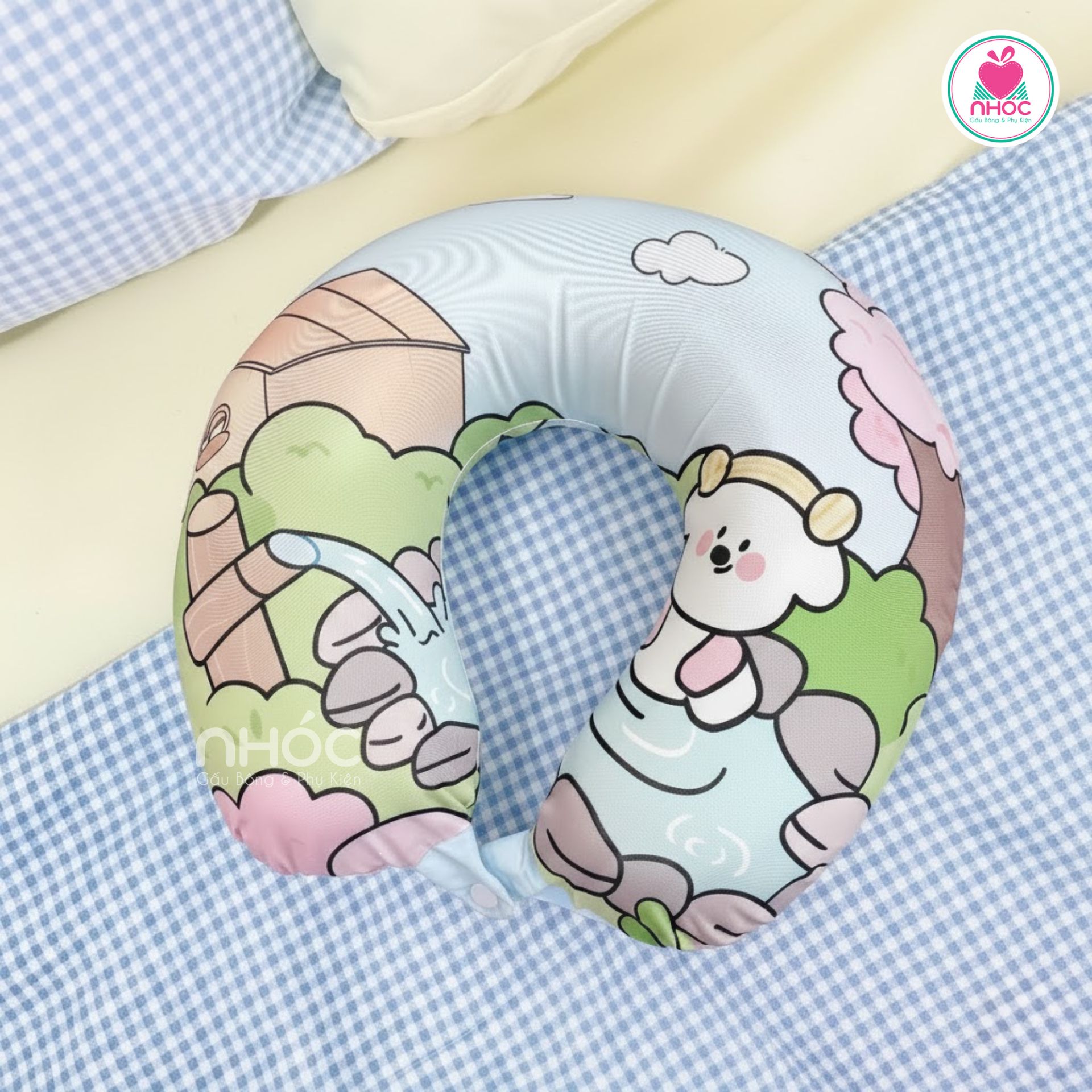 Gối kê cổ cao su non hoạ tiết cute 11m - 3018025