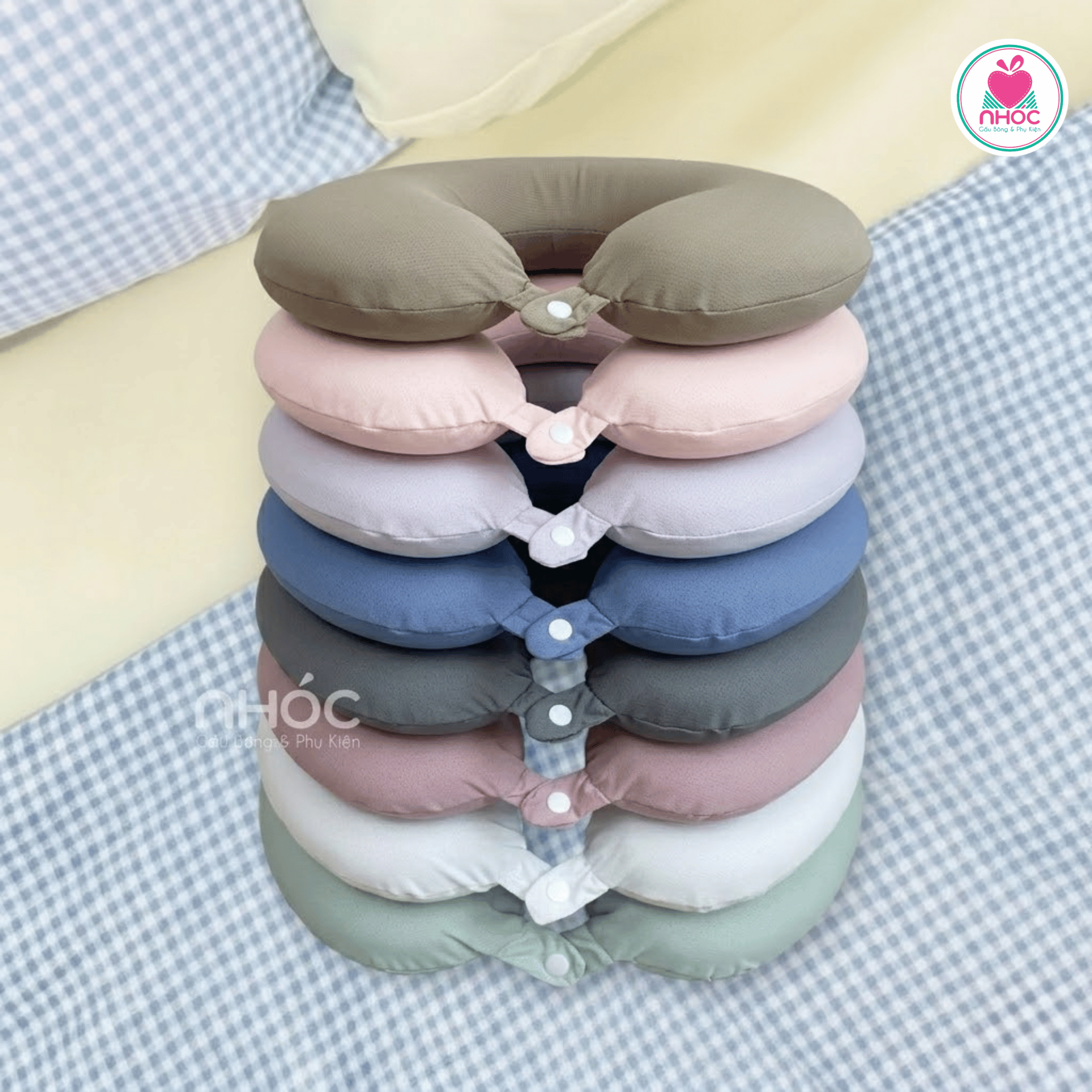 Gối kê cổ cao su non thun lạnh màu trơn