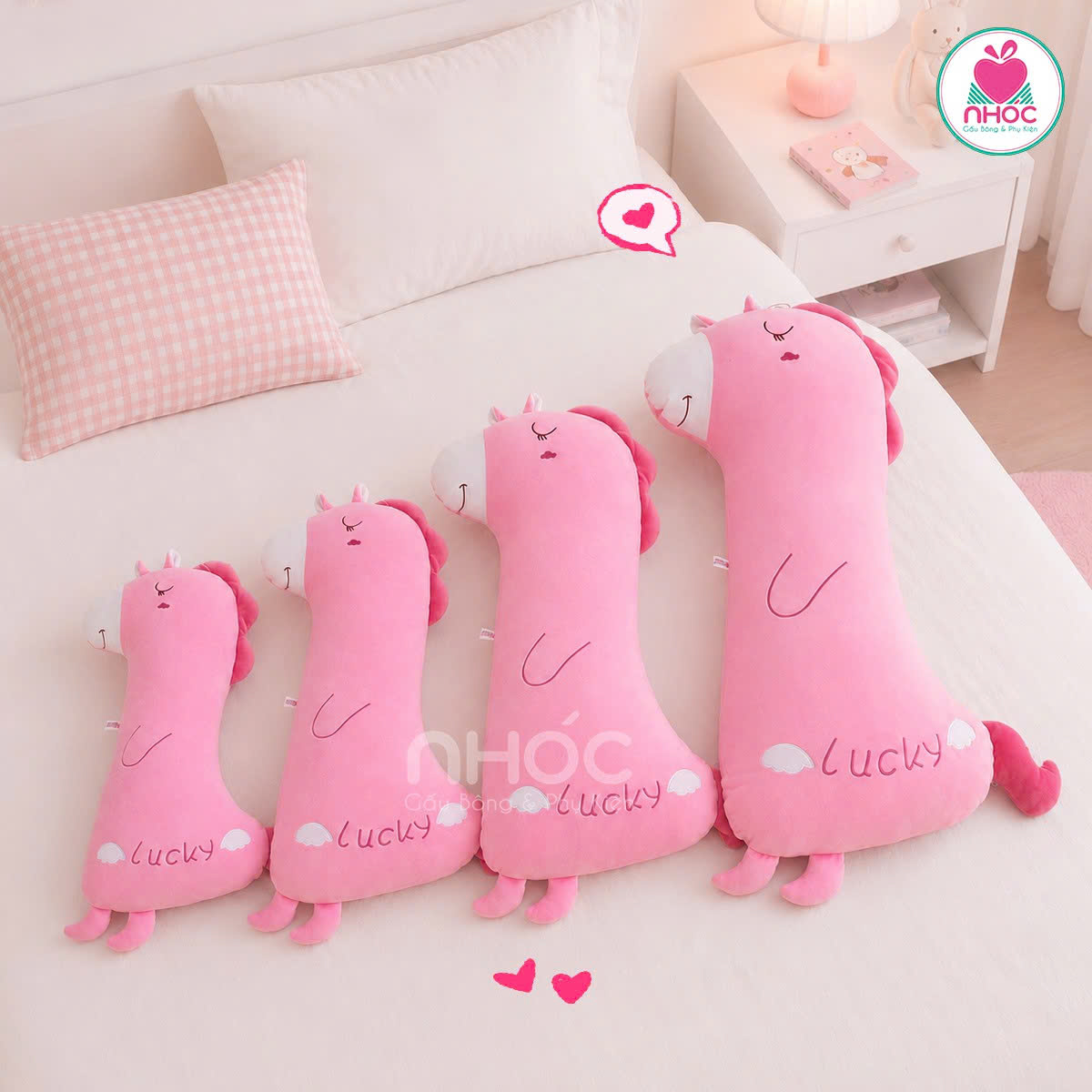 Gối ôm Ngựa ú thêu Lucky lông mịn TC