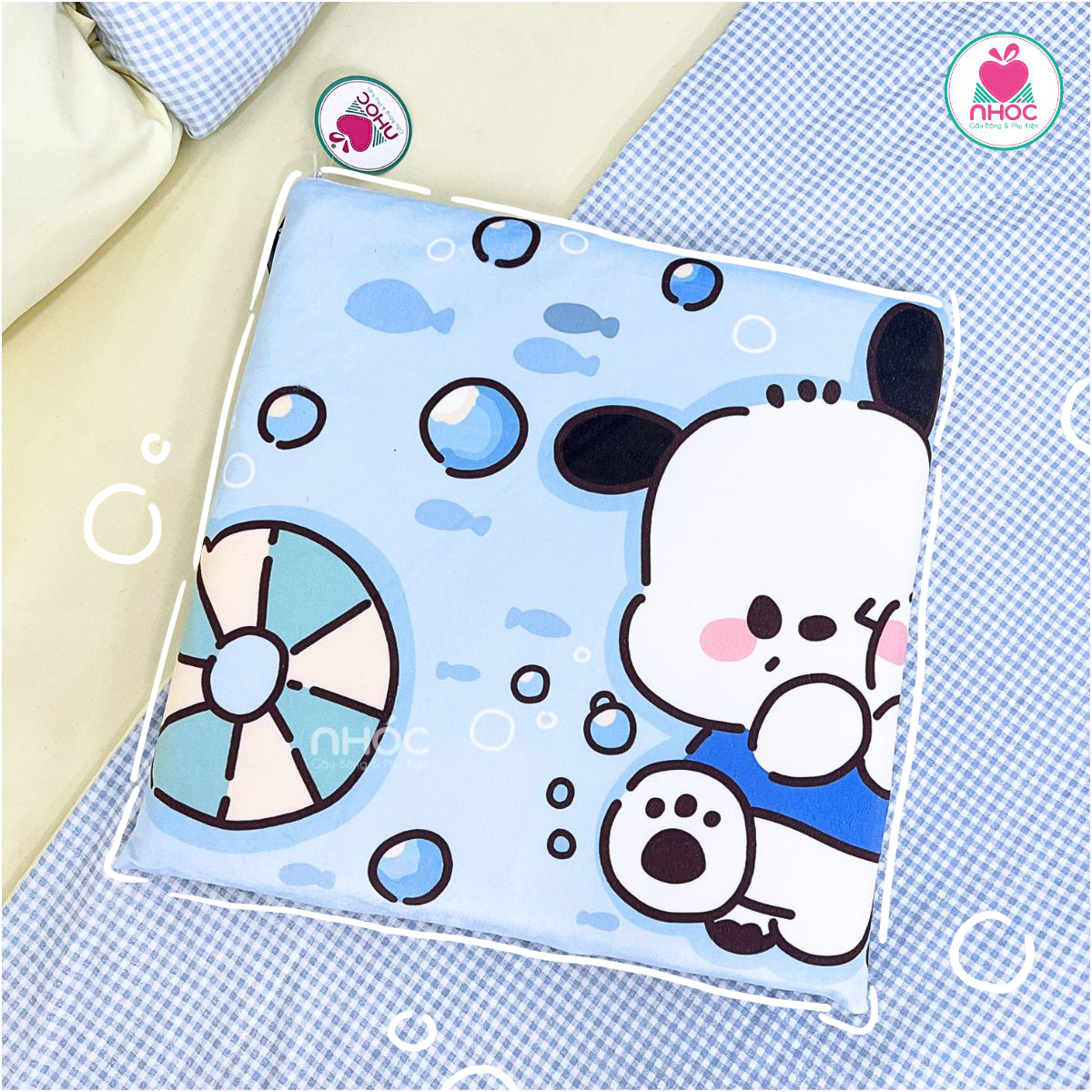 Gối tựa lưng cao su non vuông hoạ tiết Chó Pacha - 3022026