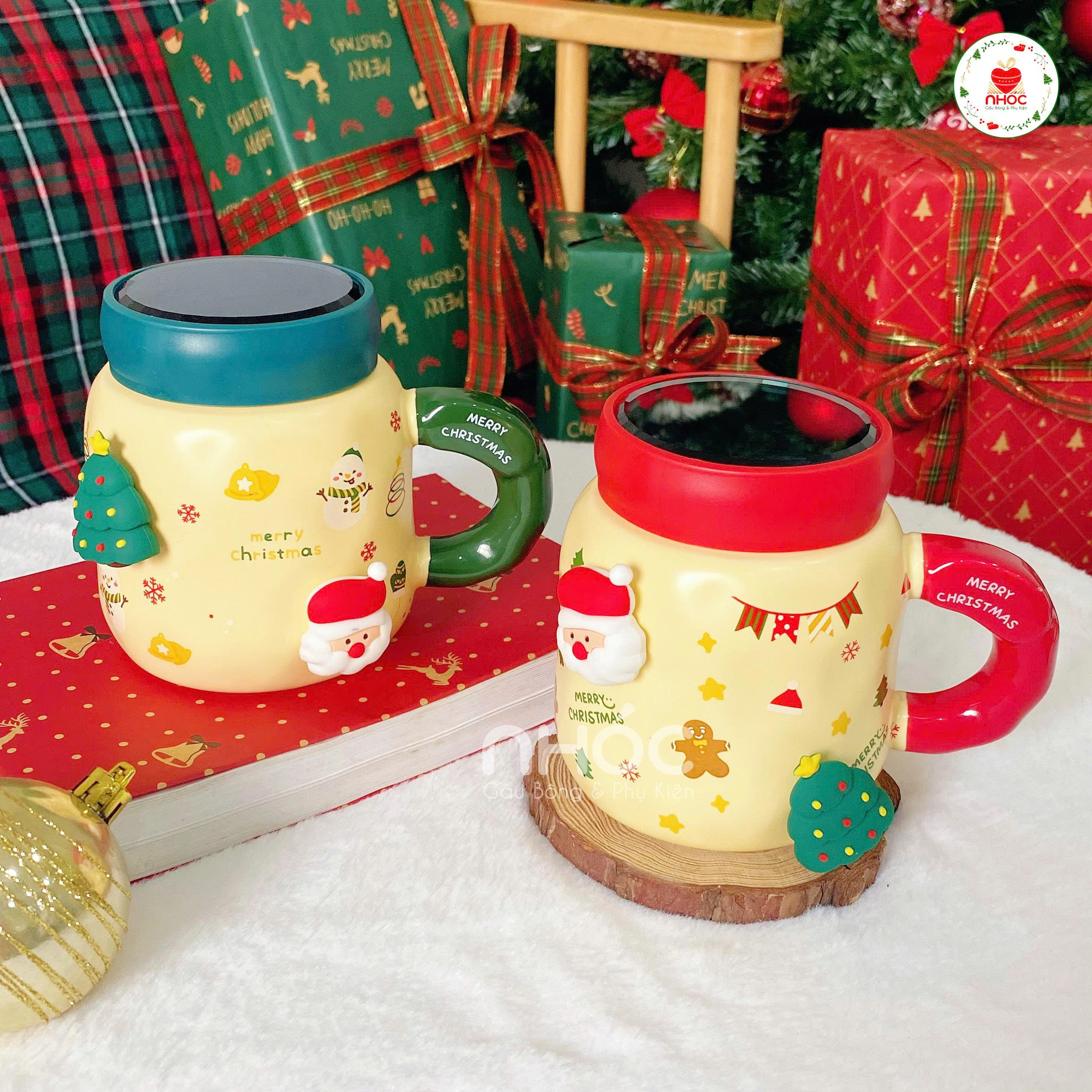 Ly sứ Noel nắp kiếng sticker