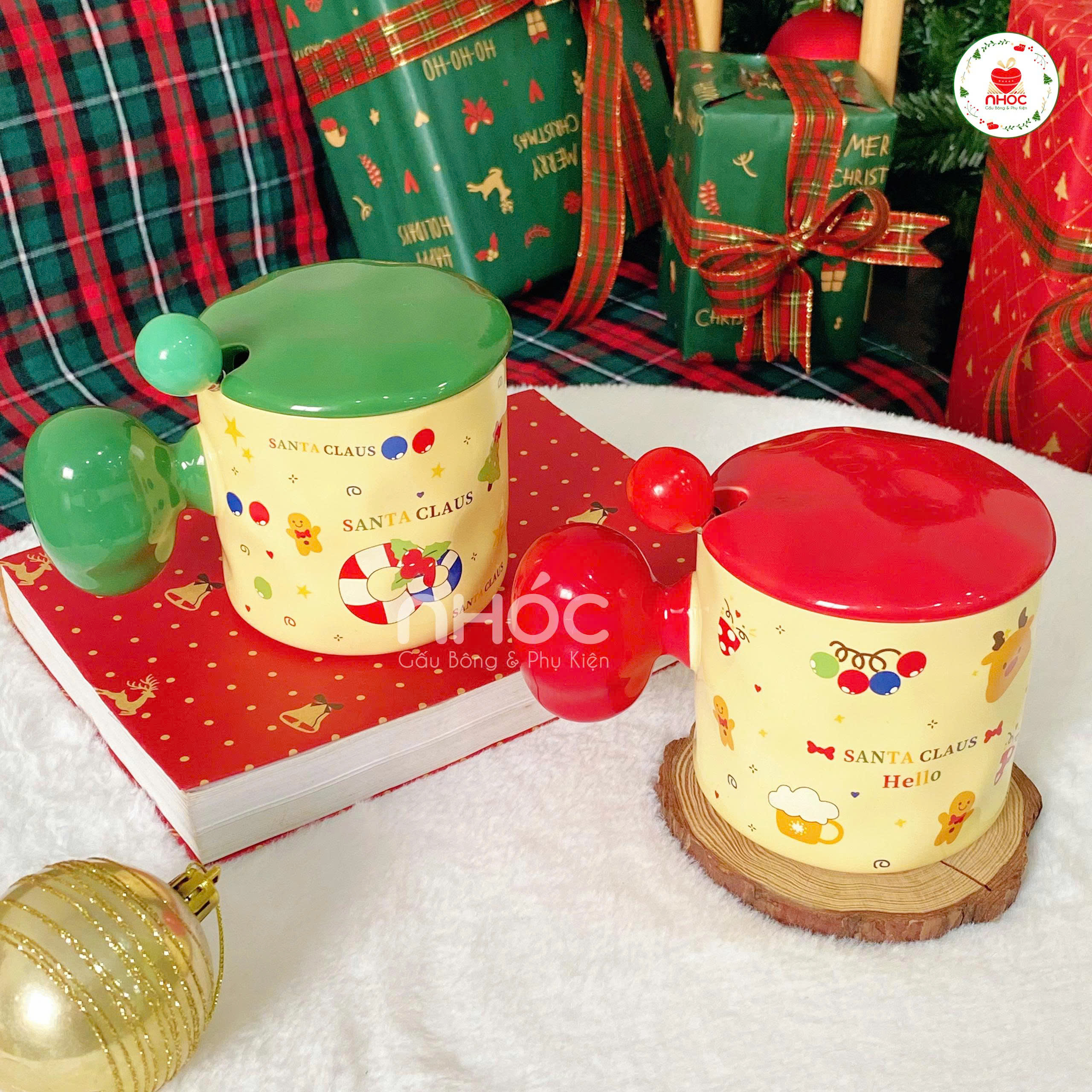 Ly sứ Noel quai cầm tròn