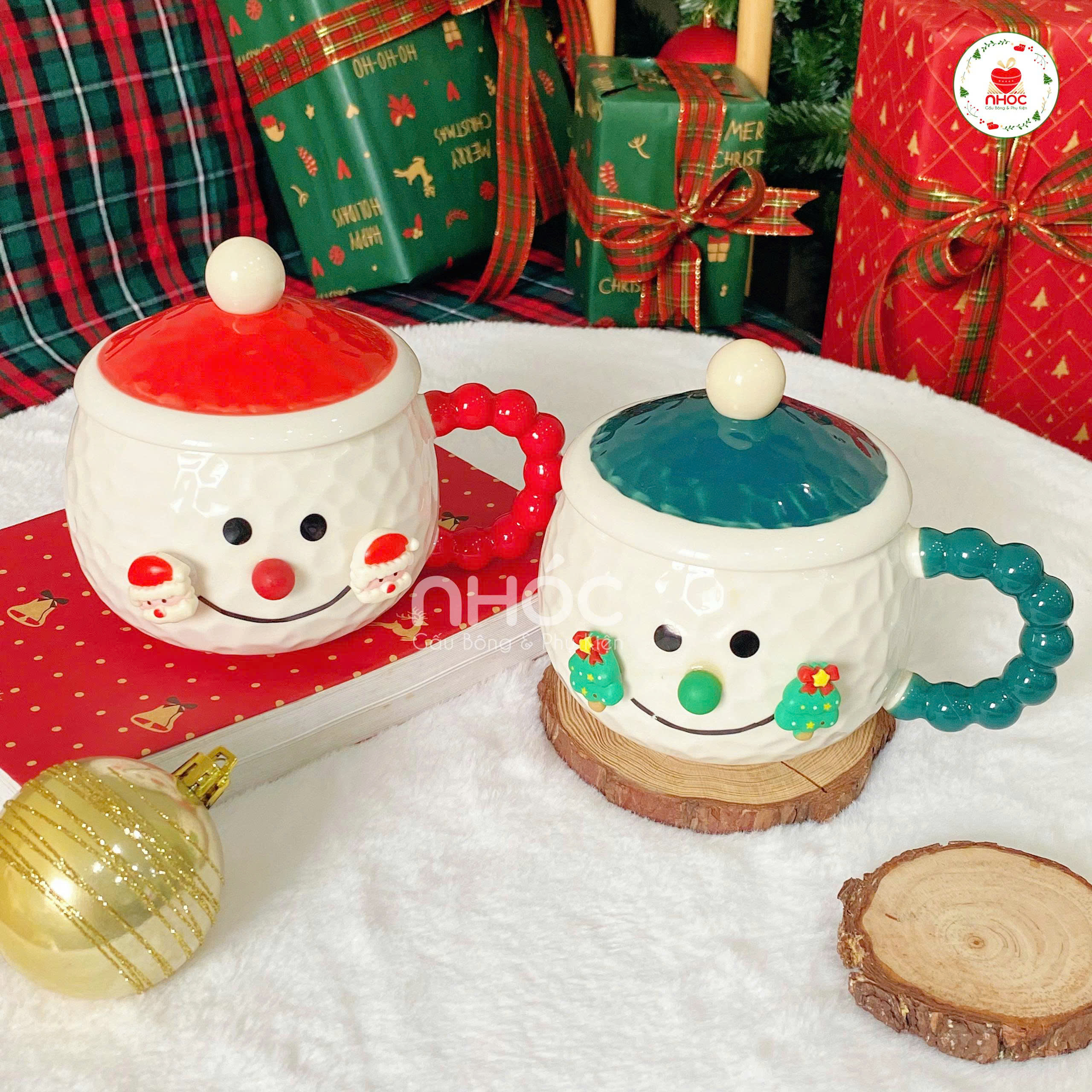 Ly sứ Noel tròn người tuyết