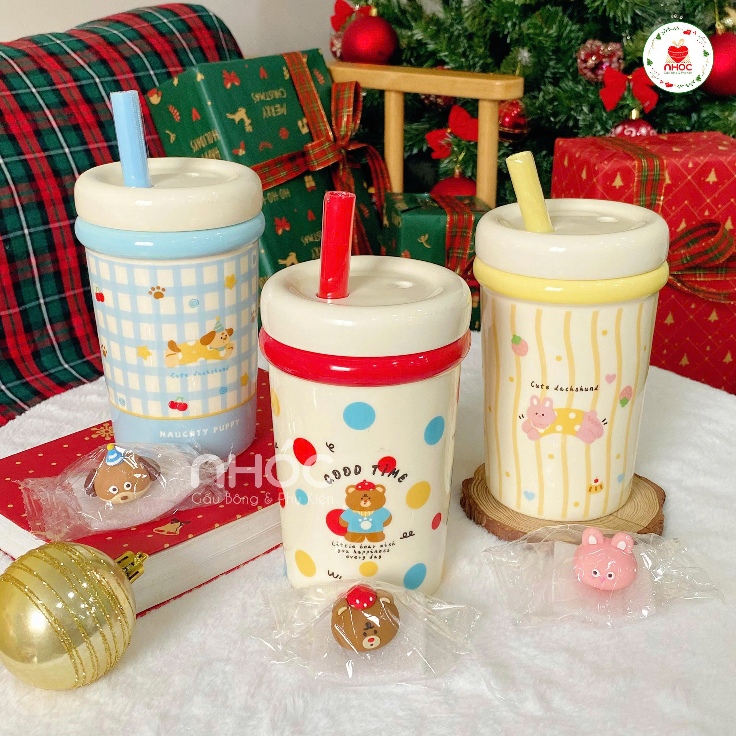 Ly sứ kiểu cao nắp đính thú