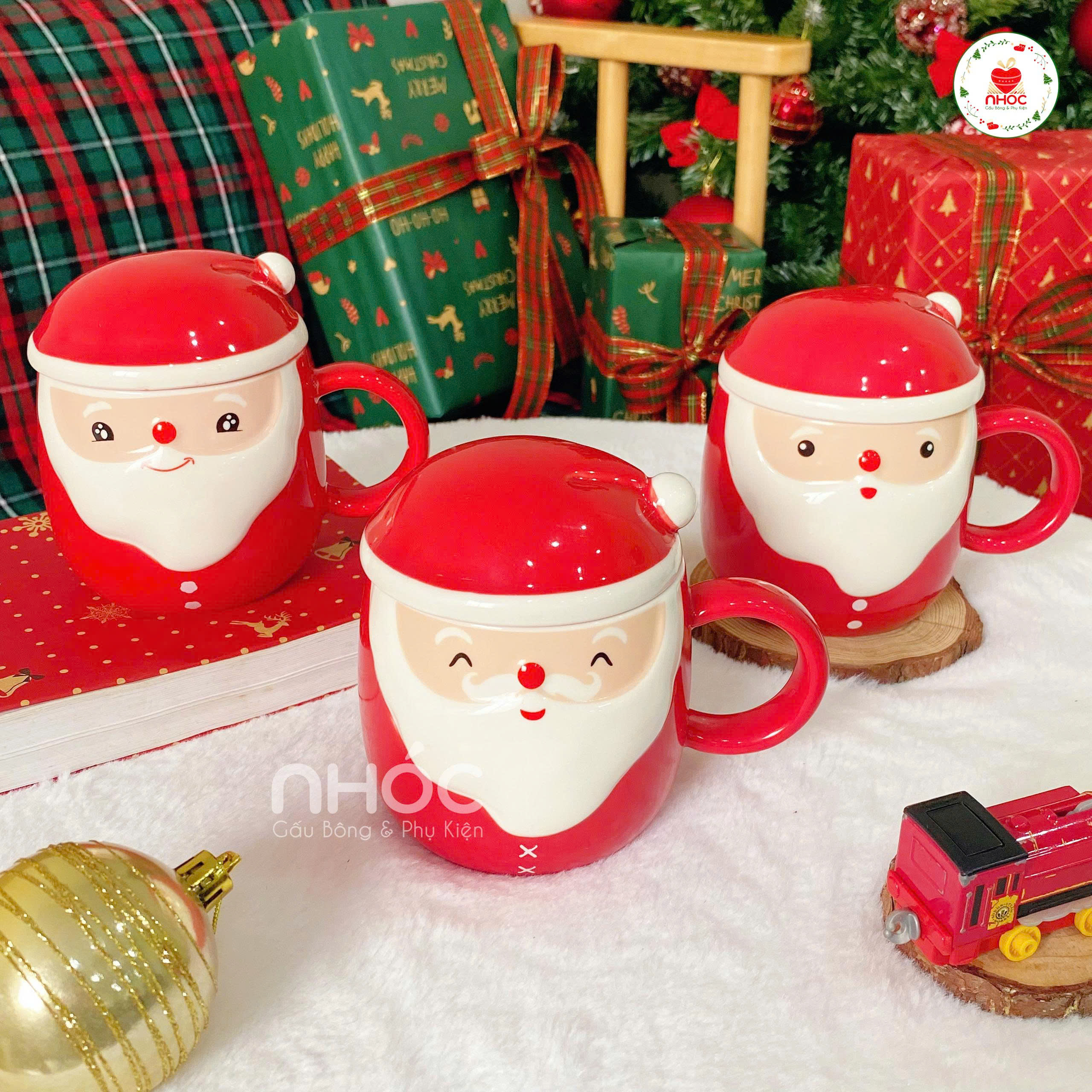 Ly sứ noel ông già mặt cảm xúc - Đỏ - 14023