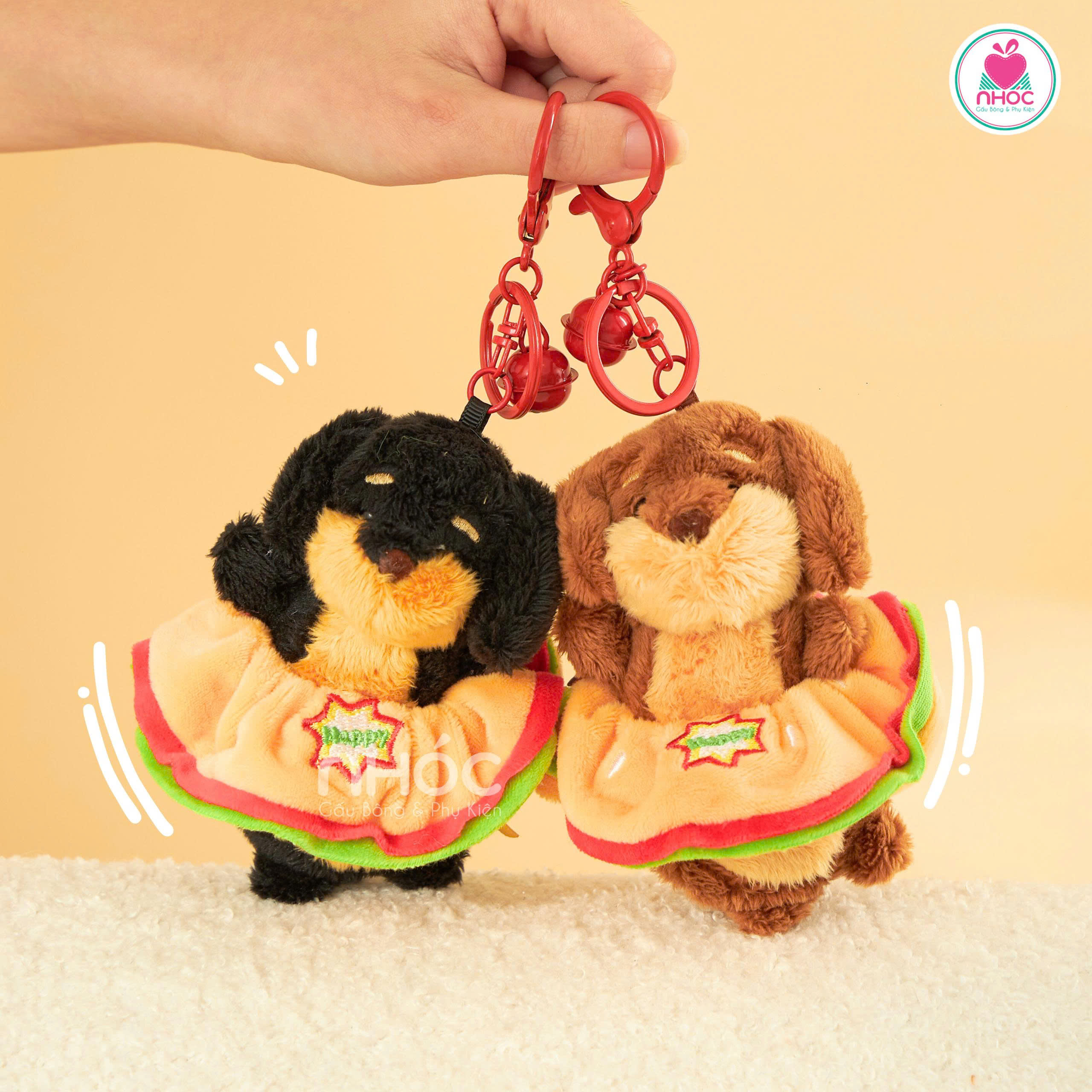 Móc khoá bông Chó quấn burger 2m - 11026