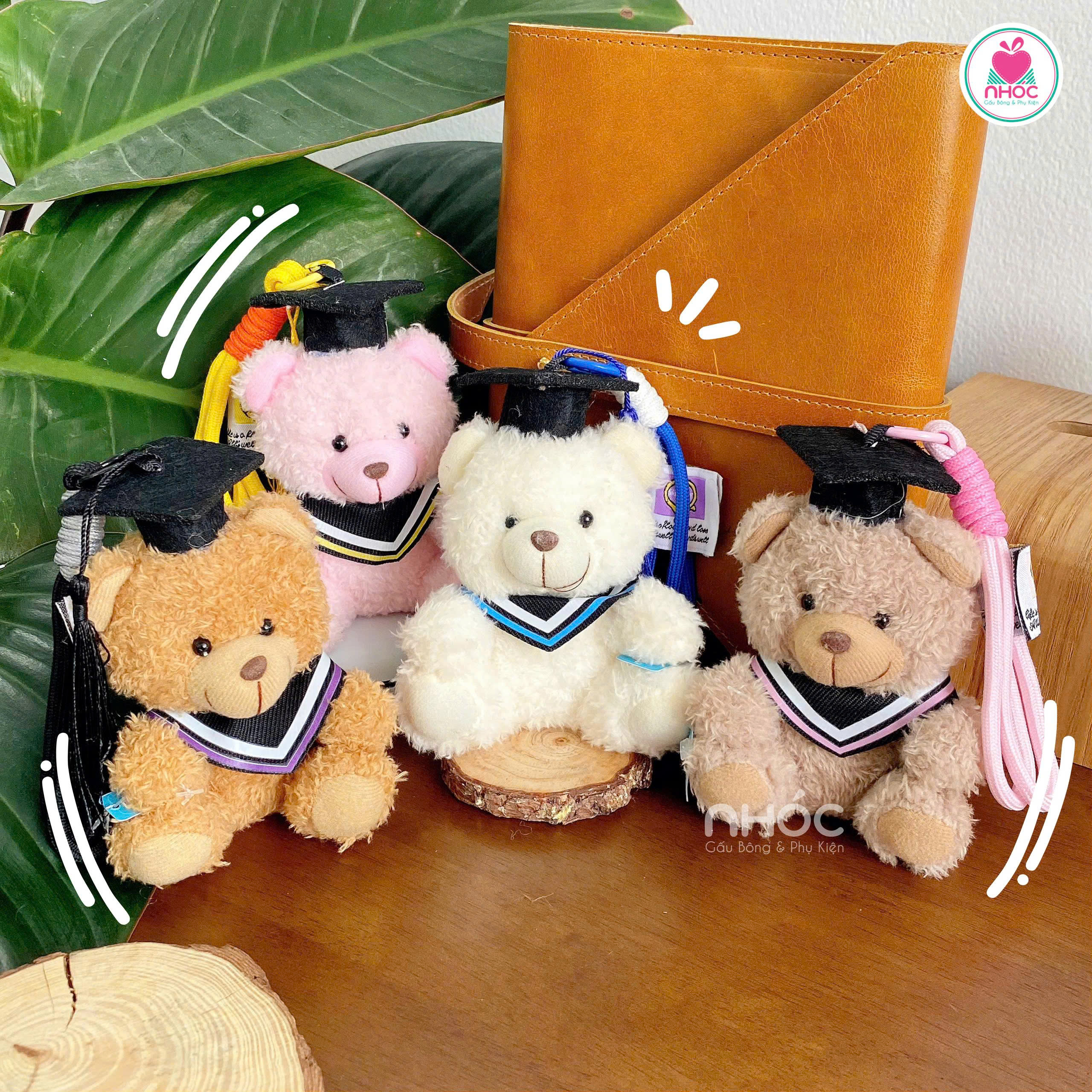 Móc khoá bông Gấu teddy tốt nghiệp 4m - 8526