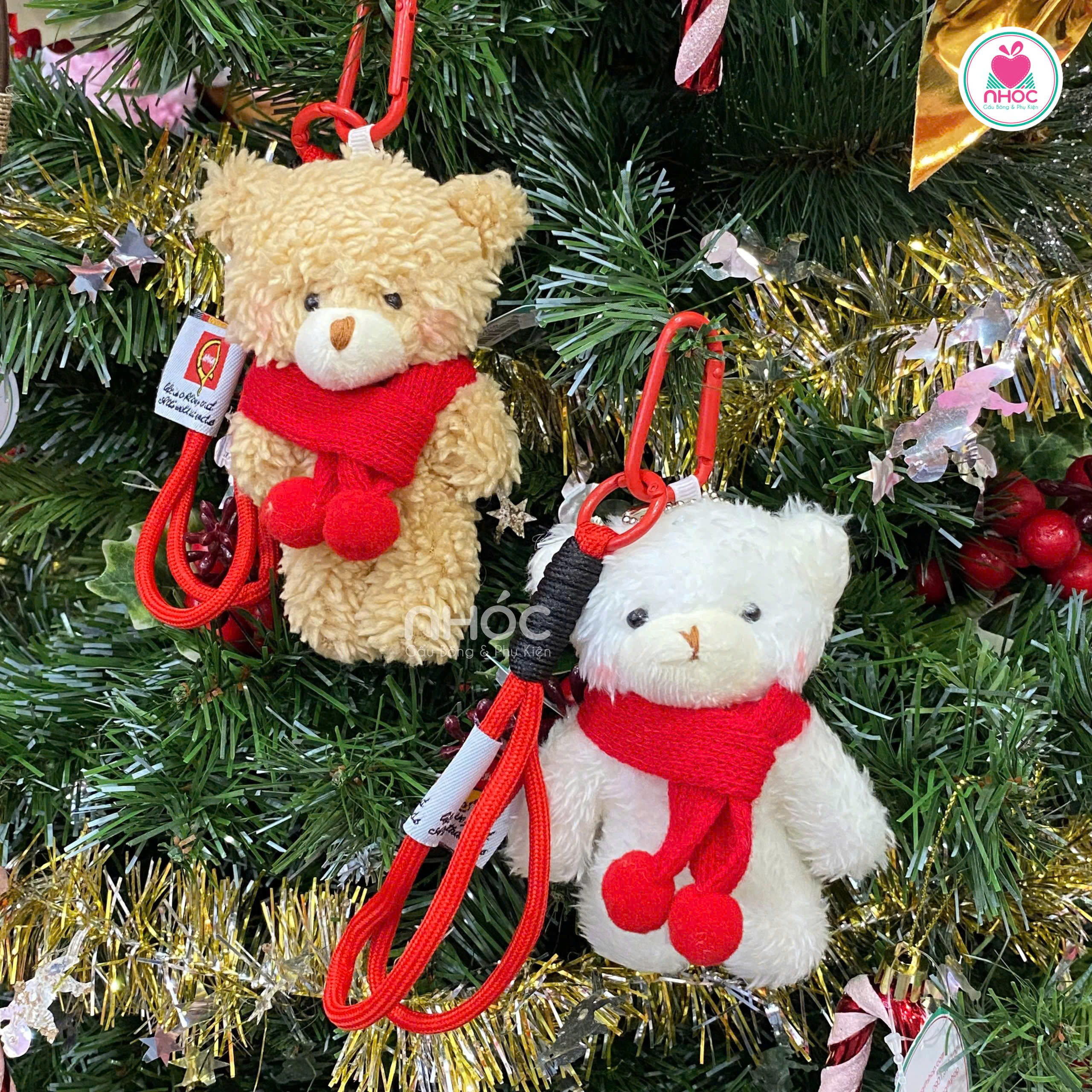 Móc khóa bông Teddy choàng khăn len 2m - 5025
