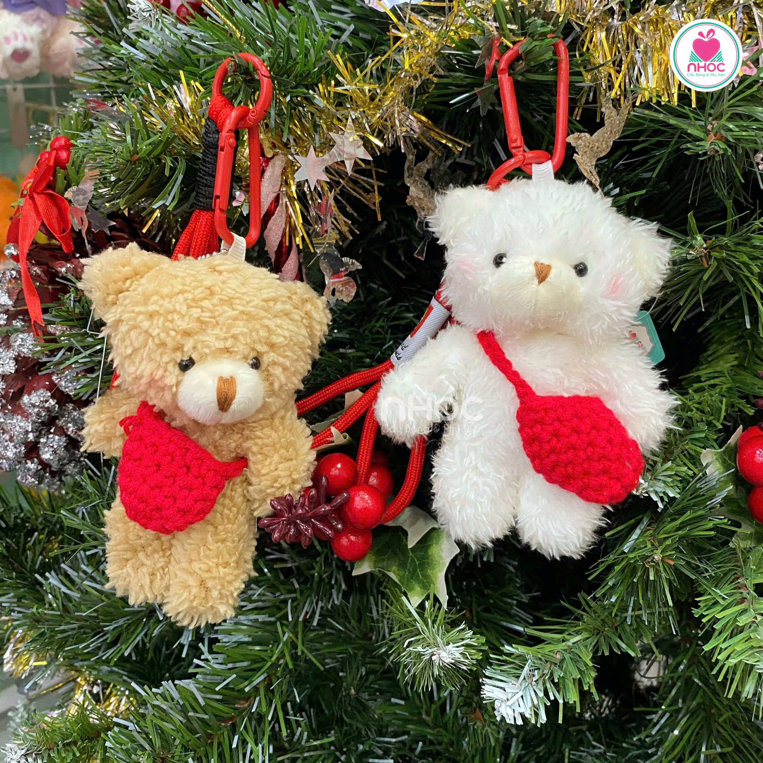 Móc khóa bông Teddy đeo túi len 2m - 5025