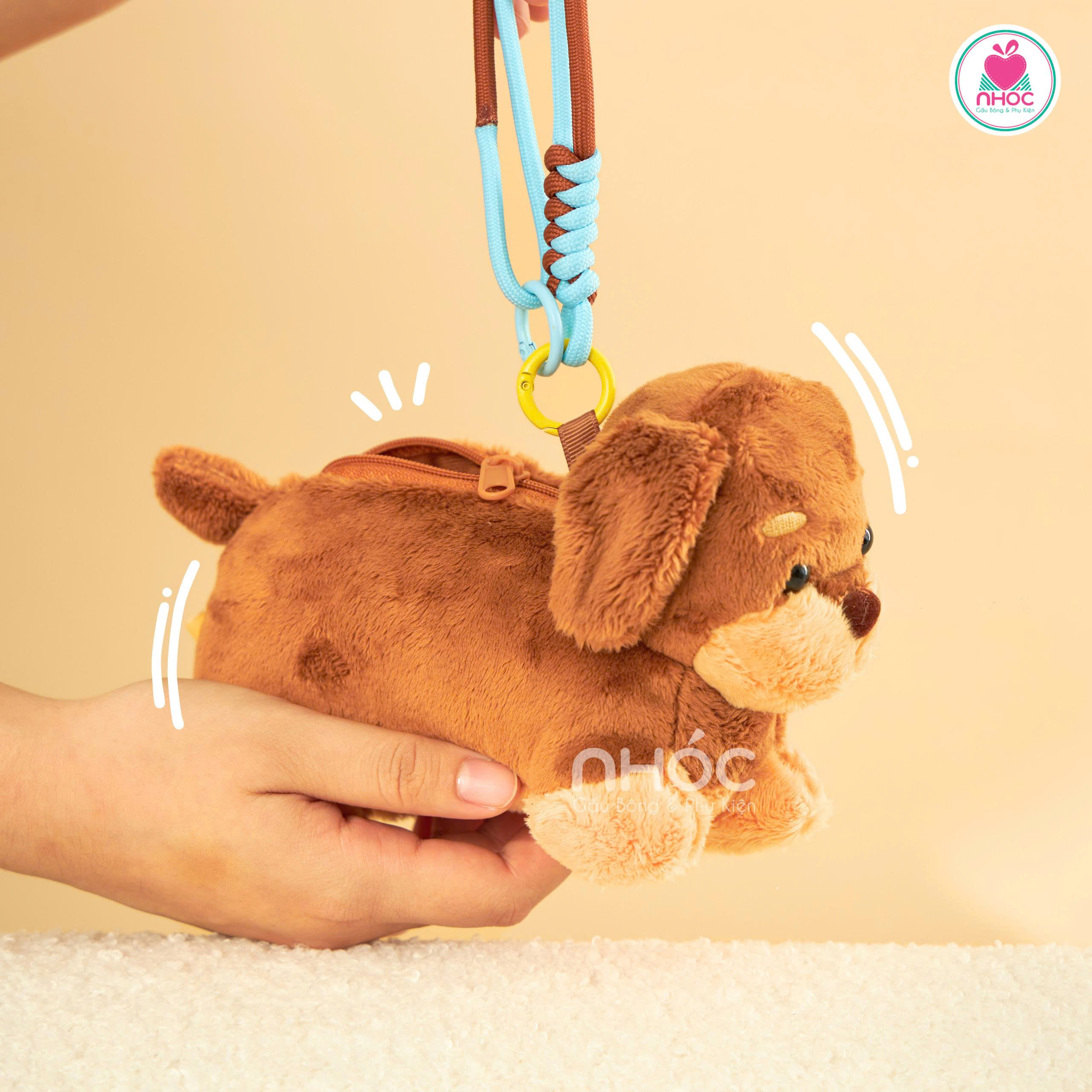 Móc khoá bông kiểu bóp viết Chó Dachshund 2m - 12026