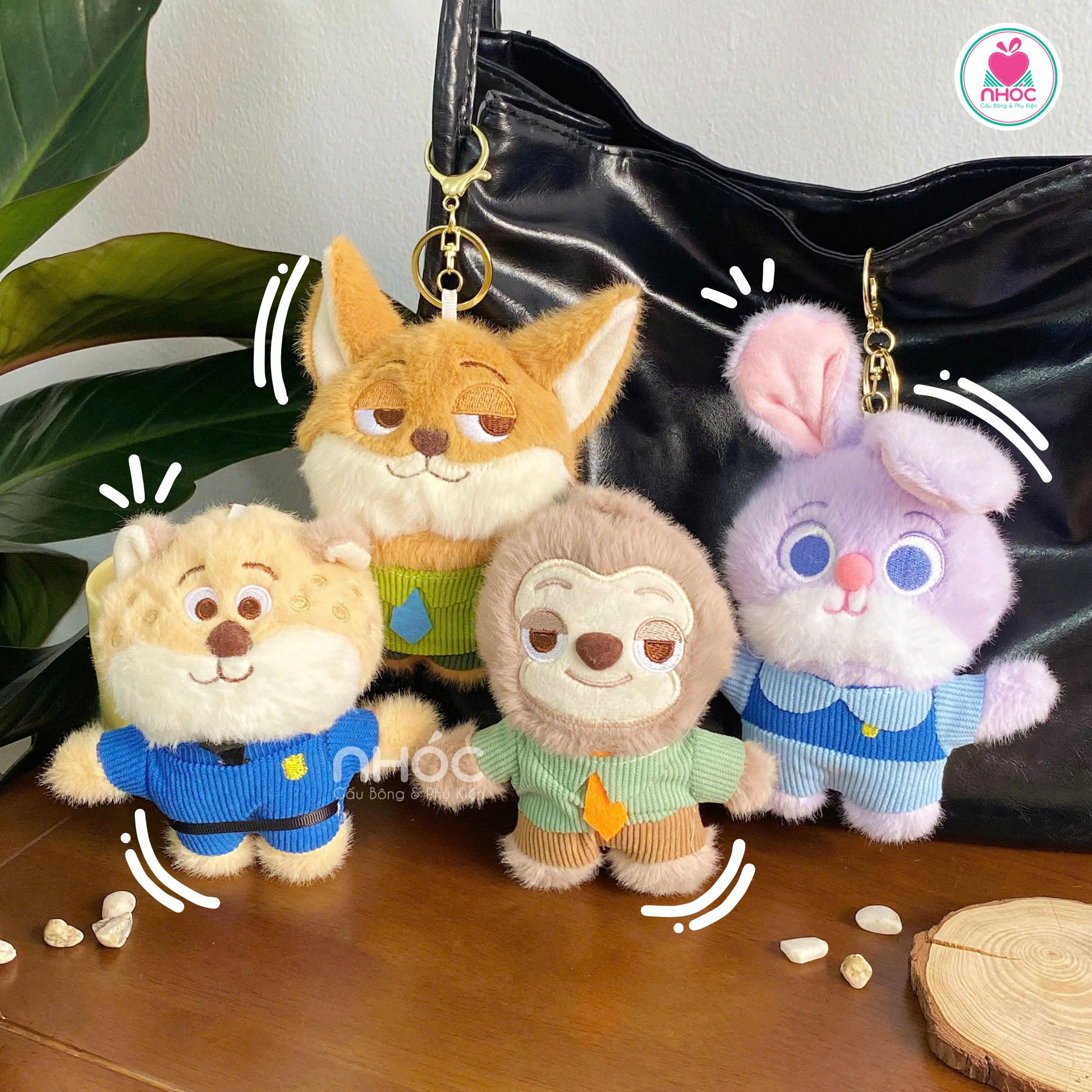 Móc khoá bông thú Zootopia mặc đồ vải gân 4m - 7525