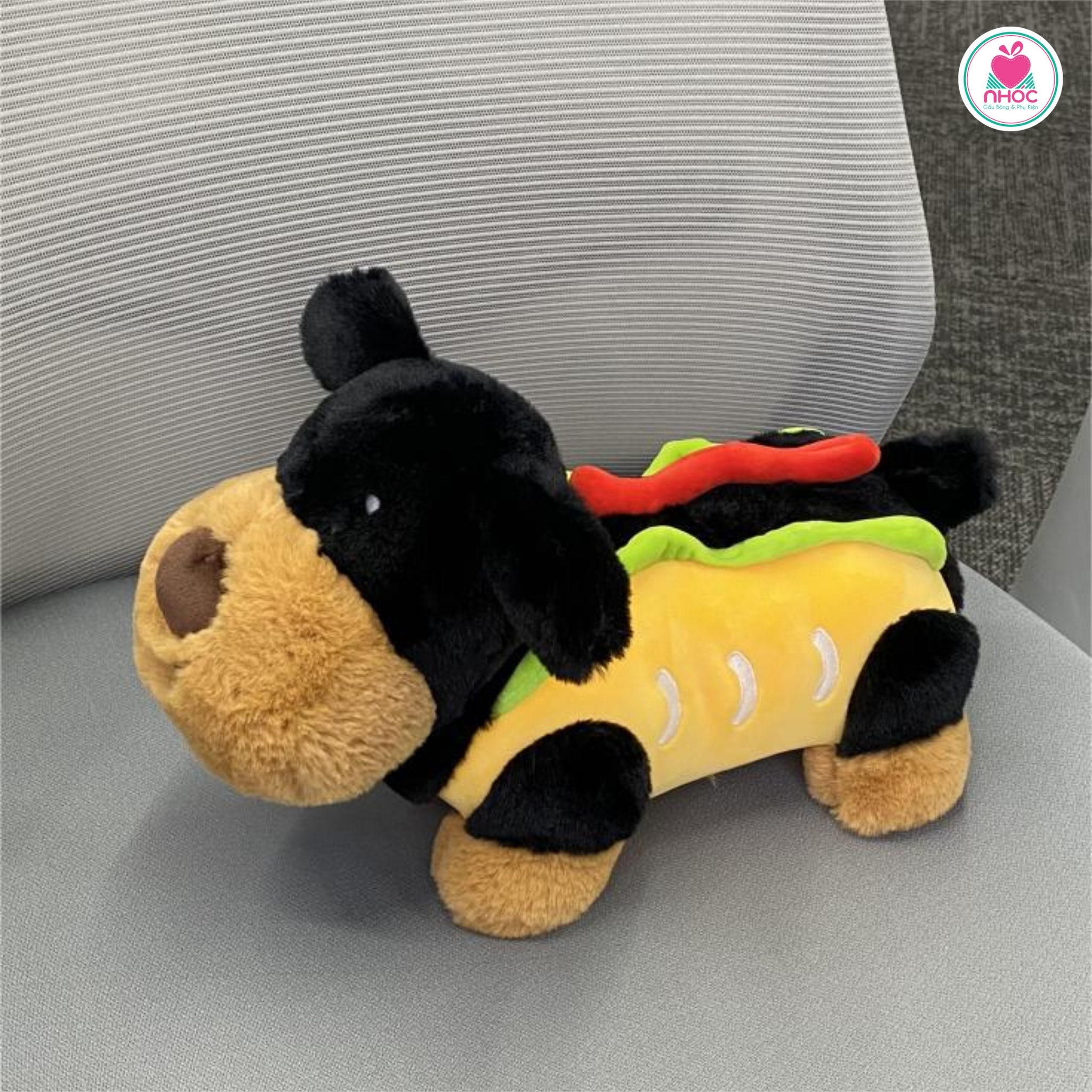 Thú bông Chó cosplay bánh Hotdog - Đen - 4034025