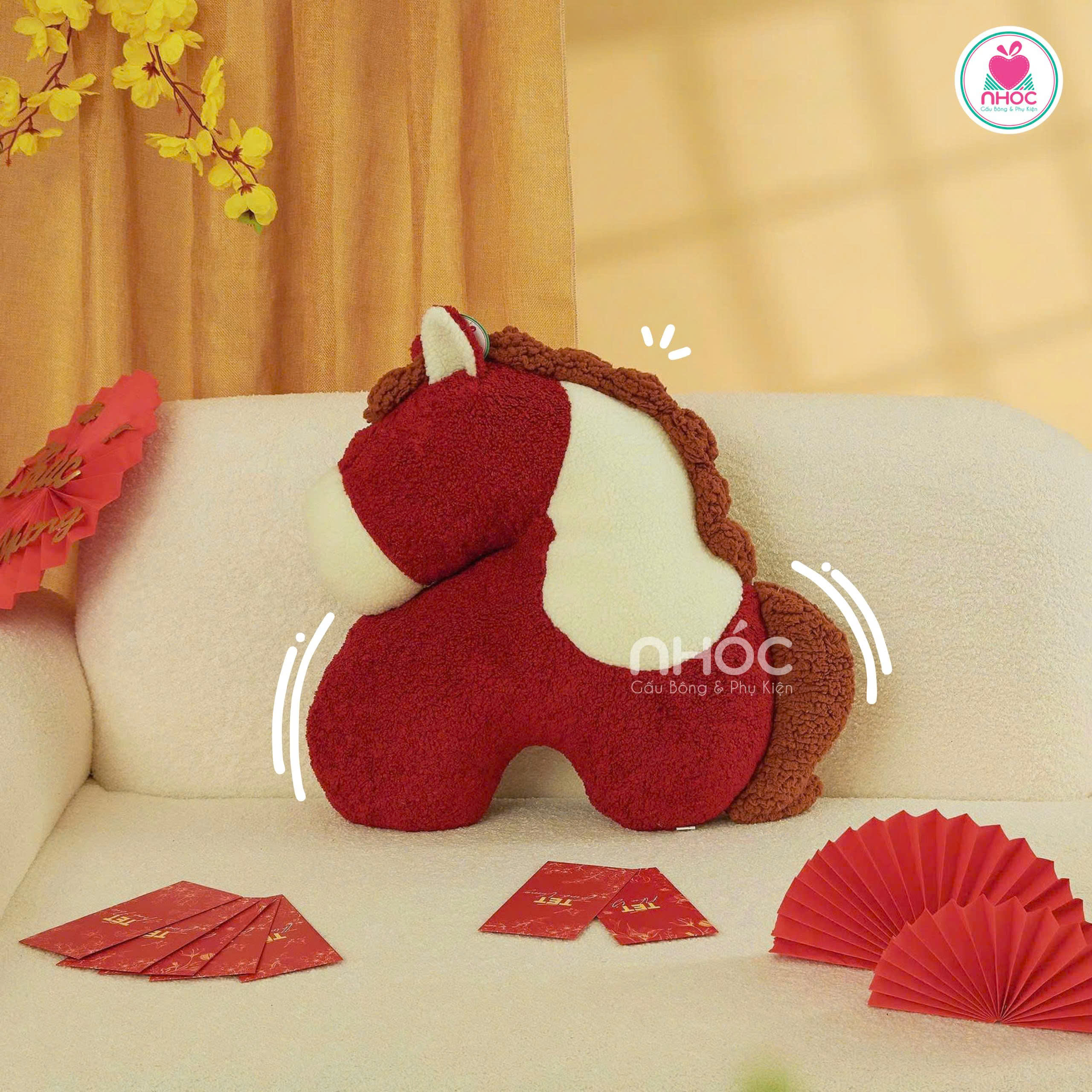 Thú bông Ngựa cong lông xoắn TC - Đỏ đô - 4526026