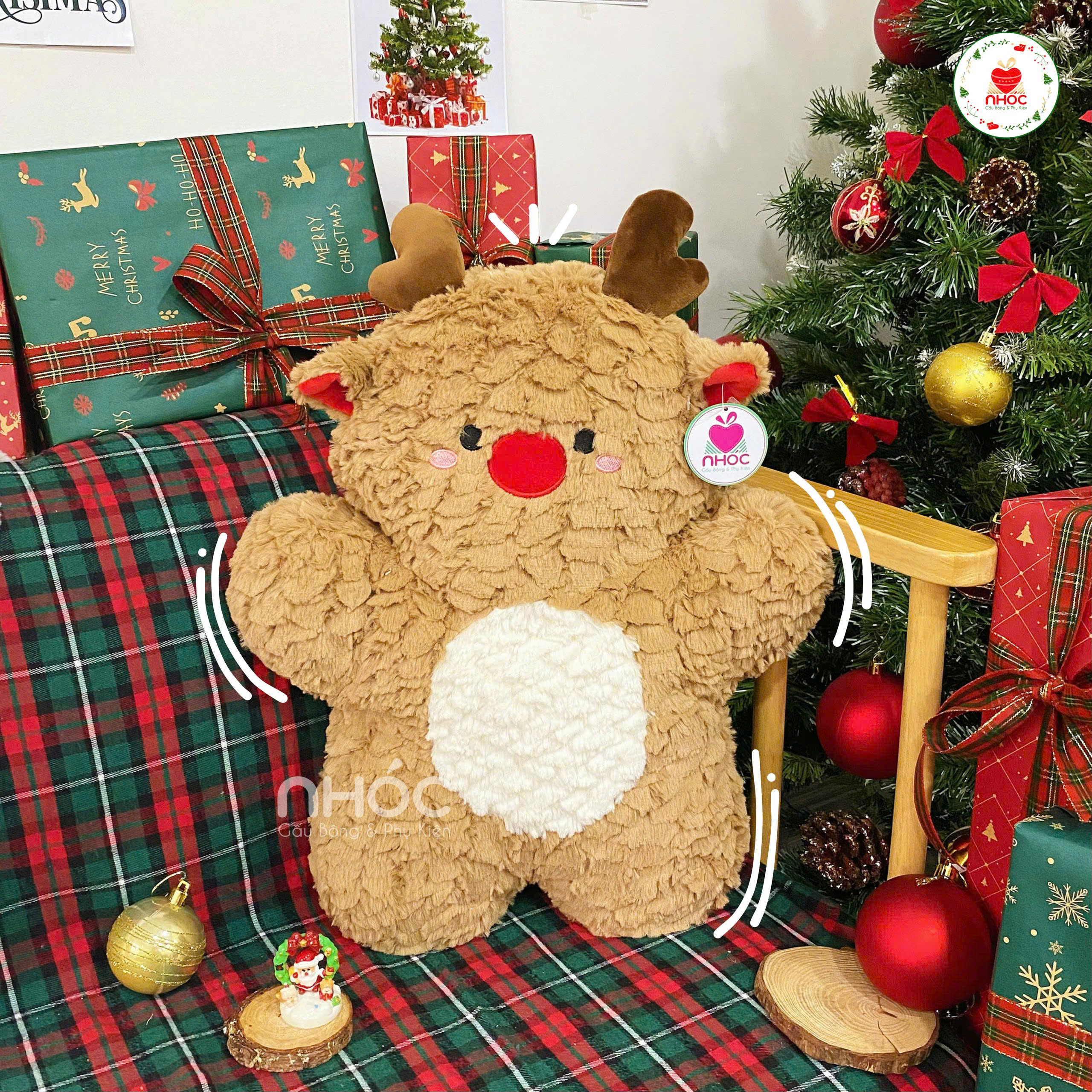 Thú bông Noel Tuần Lộc lông xù - 45280
