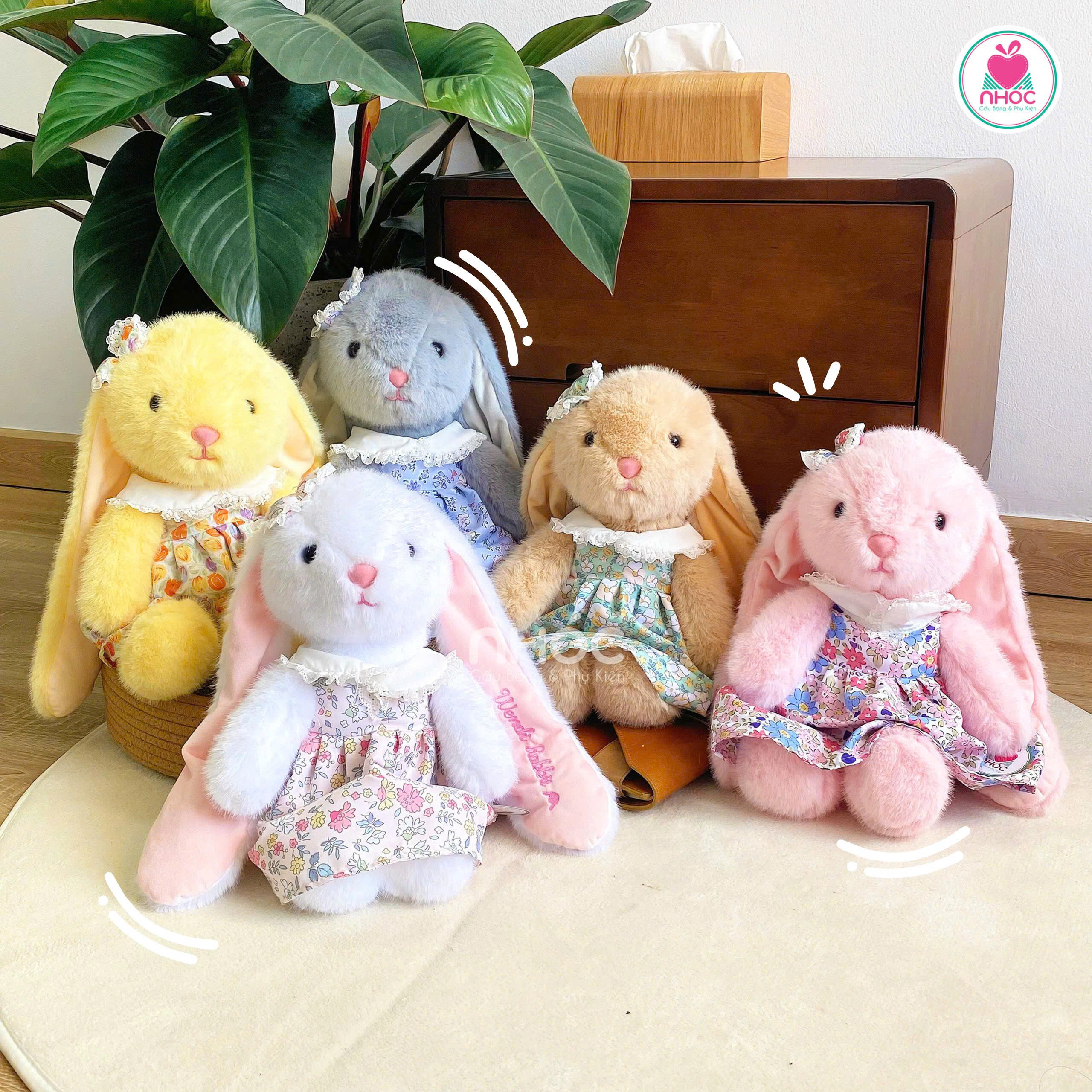 Thú bông Thỏ Bunny Wendi mặc đầm hoa lông xù