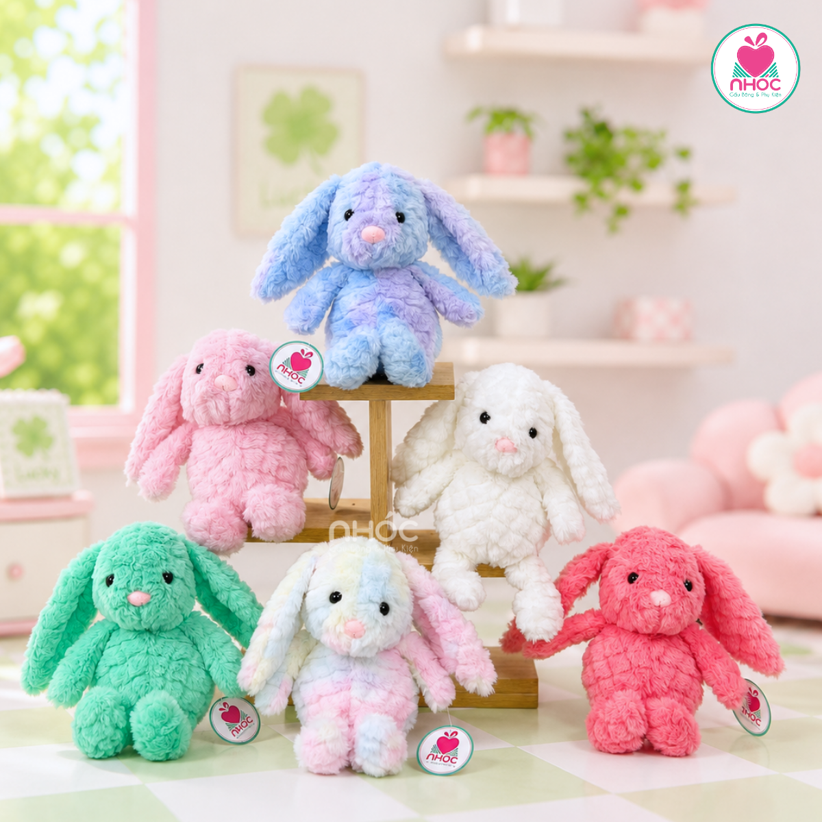 Thú bông nhỏ Thỏ bunny lông xoắn nhiều màu