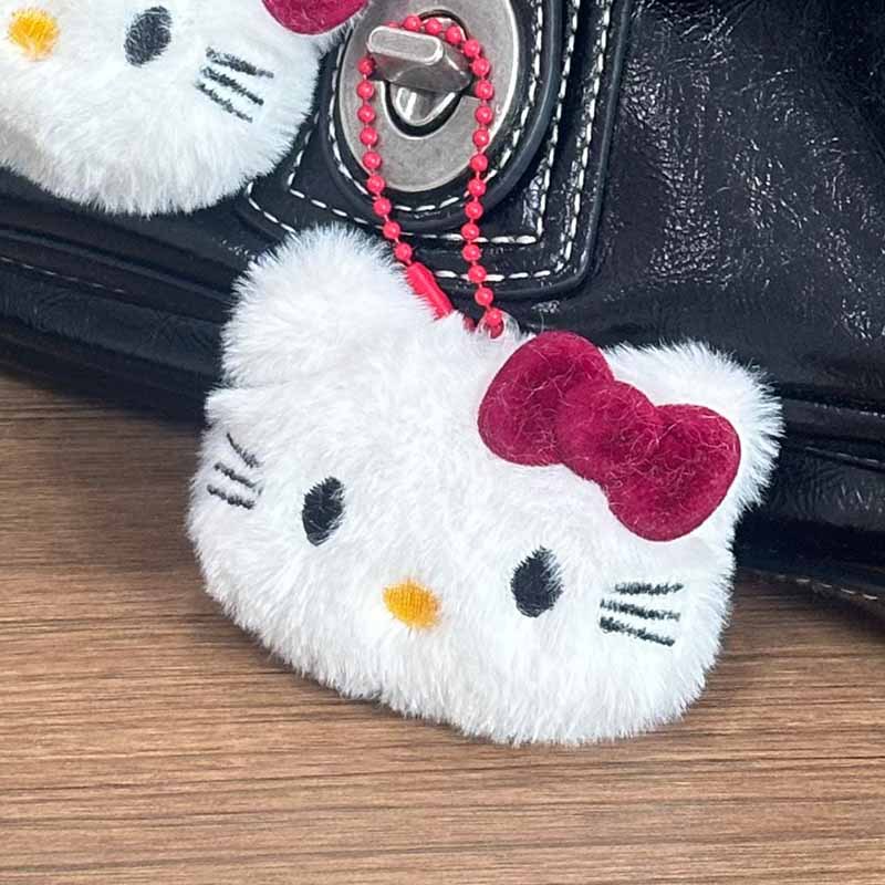 Móc khóa bông mặt Hello Kitty