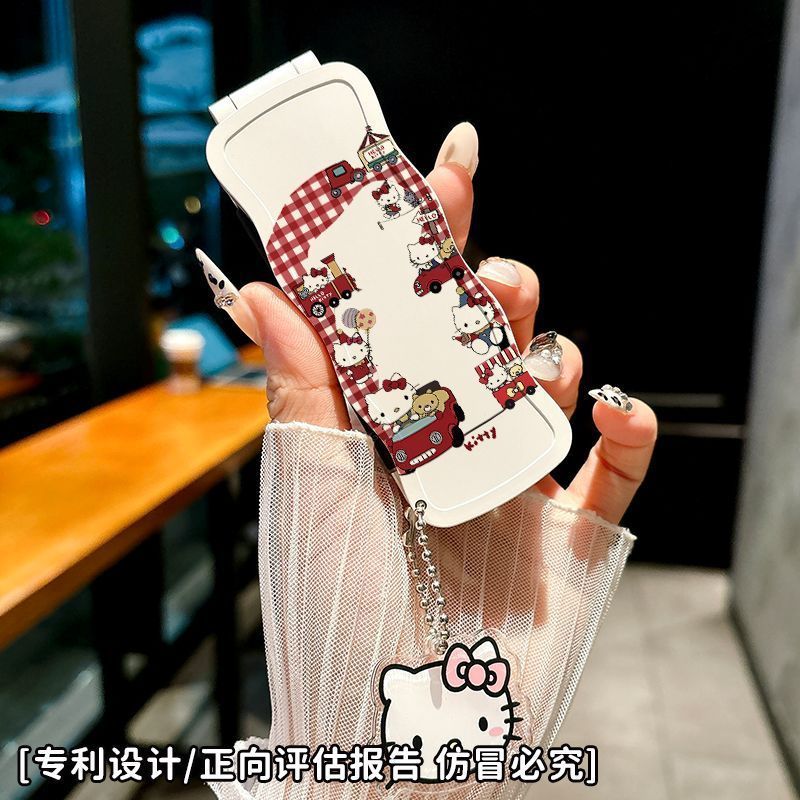 Lược gập kèm gương Hello Kitty (Kèm móc)