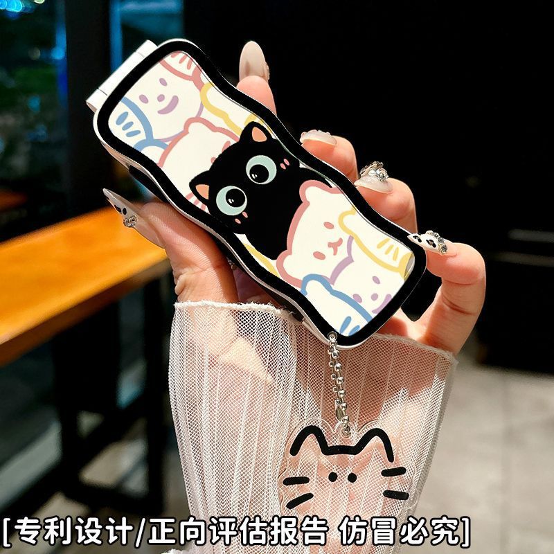 Lược gập kèm gương Mèo đen (Kèm móc)