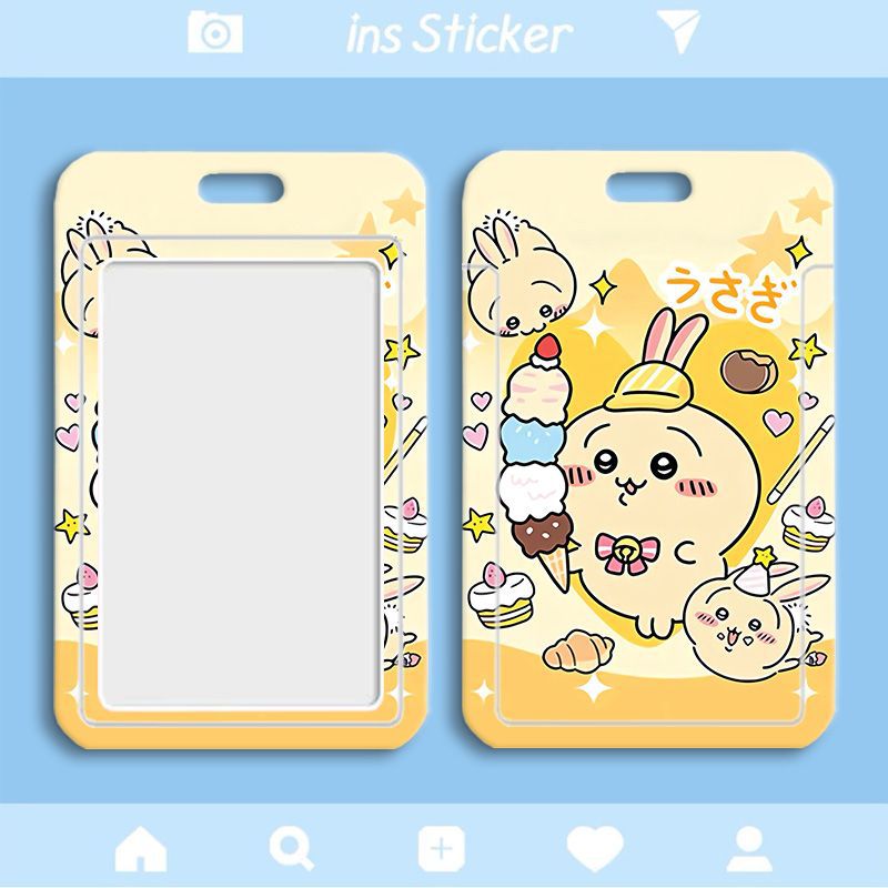 Card holder Chiikawa kèm dây lò xo