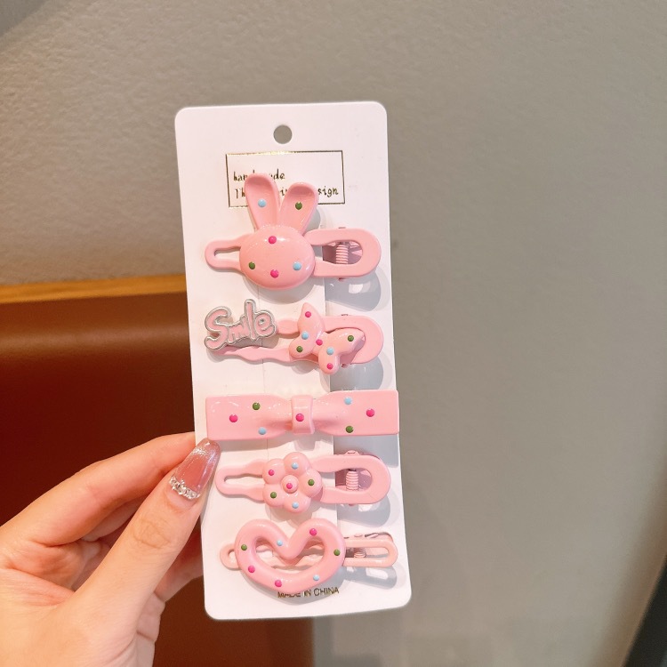 Set kẹp tóc đính charm chấm bi nhiều màu (5c)