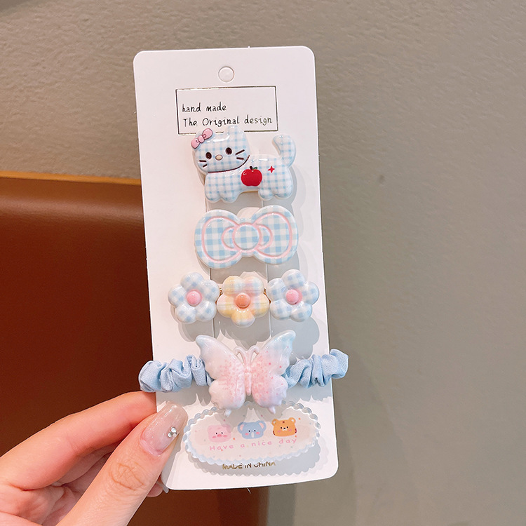 Set kẹp + chun buộc tóc họa tiết (5c)