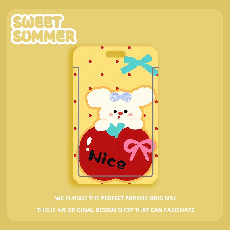 Card holder Động vật nền họa tiết kèm dây lò xo