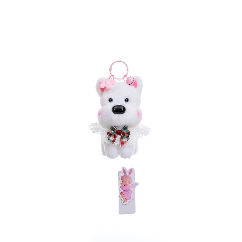 Móc khóa bông Cún đeo phụ kiện (11cm)
