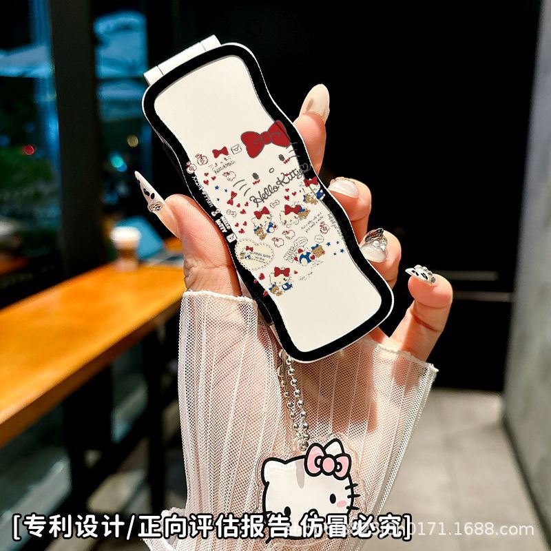 Lược gập kèm gương Hello Kitty (Kèm móc)