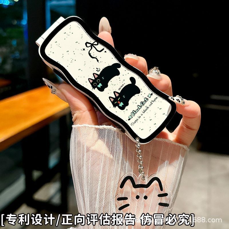 Lược gập kèm gương Mèo đen (Kèm móc)
