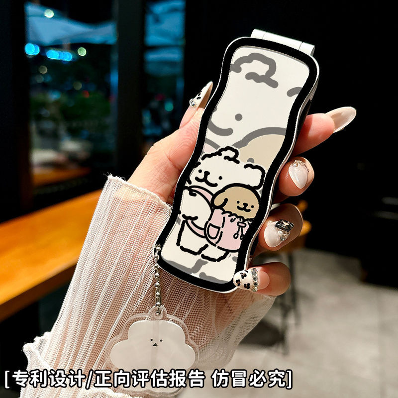 Lược gập kèm gương Cartoon (Kèm móc)