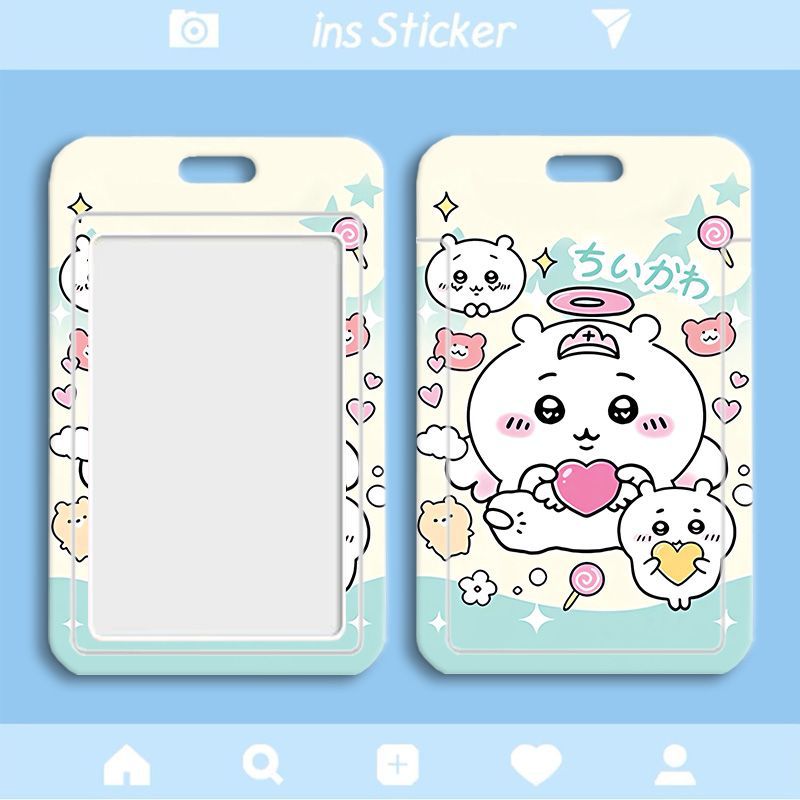 Card holder Chiikawa kèm dây lò xo