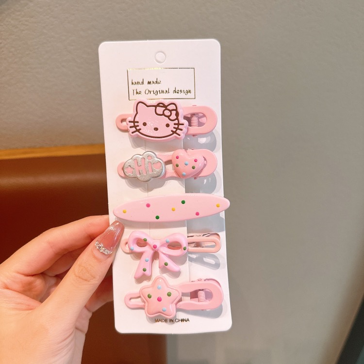 Set kẹp tóc đính charm chấm bi nhiều màu (5c)