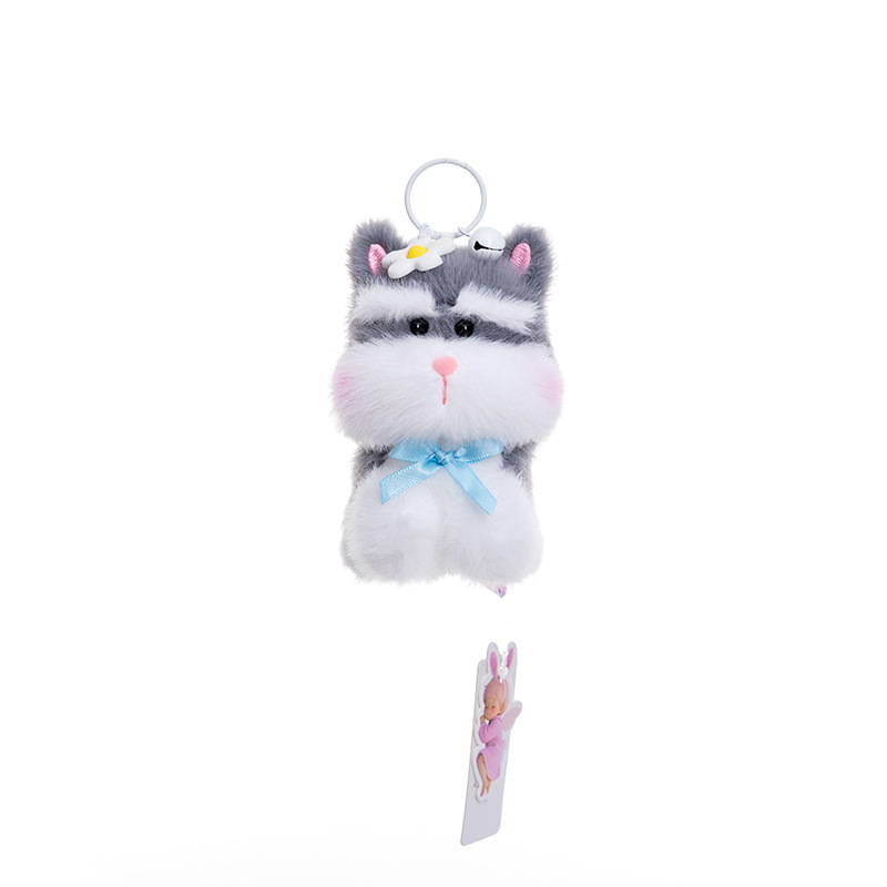 Móc khóa bông Cún đeo phụ kiện (11cm)