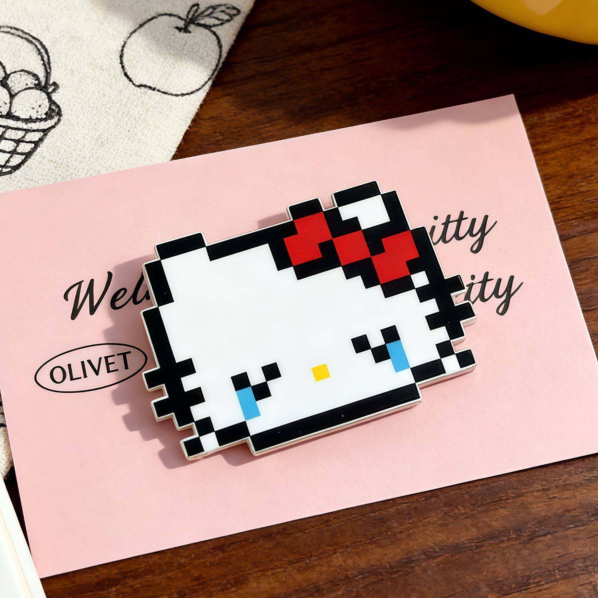 Set kẹp tóc mặt Hello Kitty pixel (2c)