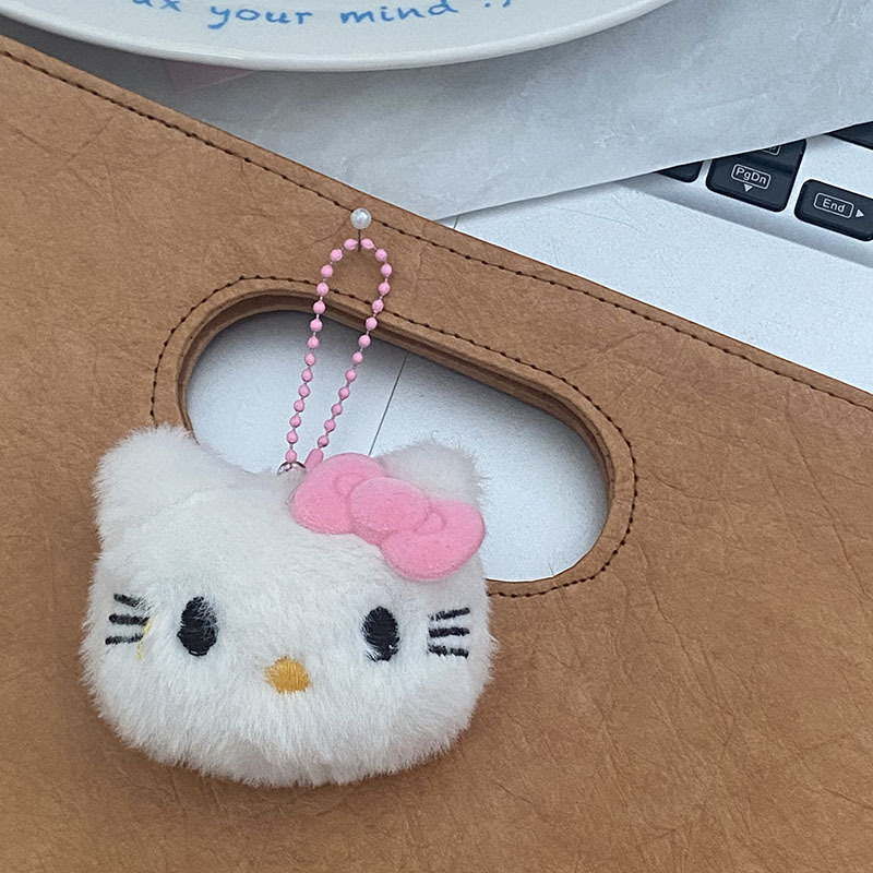 Móc khóa bông mặt Hello Kitty