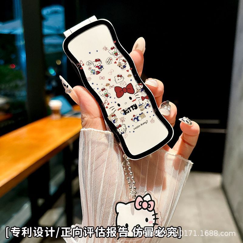 Lược gập kèm gương Hello Kitty (Kèm móc)