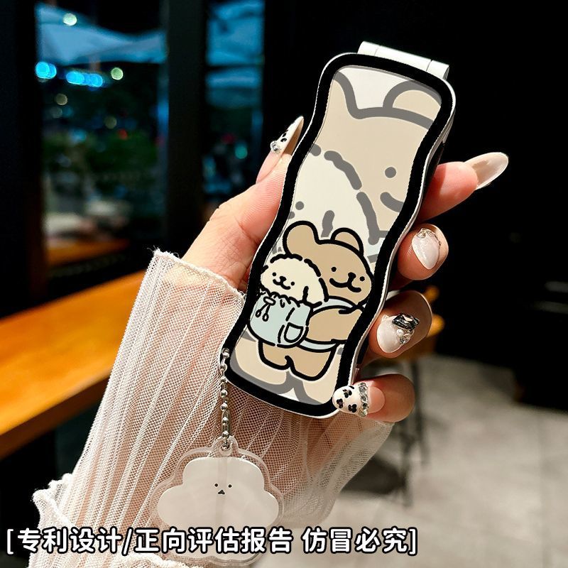 Lược gập kèm gương Cartoon (Kèm móc)