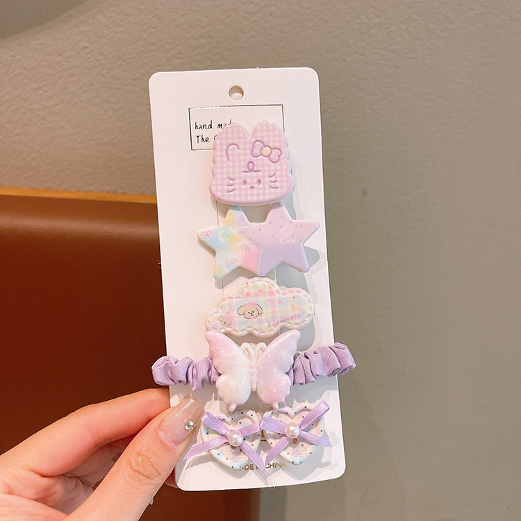 Set kẹp + chun buộc tóc họa tiết (5c)
