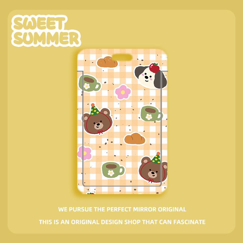 Card holder Động vật nền họa tiết kèm dây lò xo
