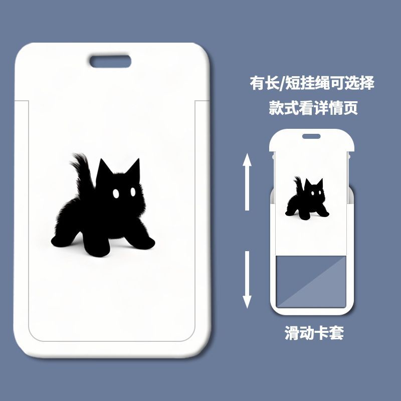 Card holder Mèo đen kèm dây lò xo